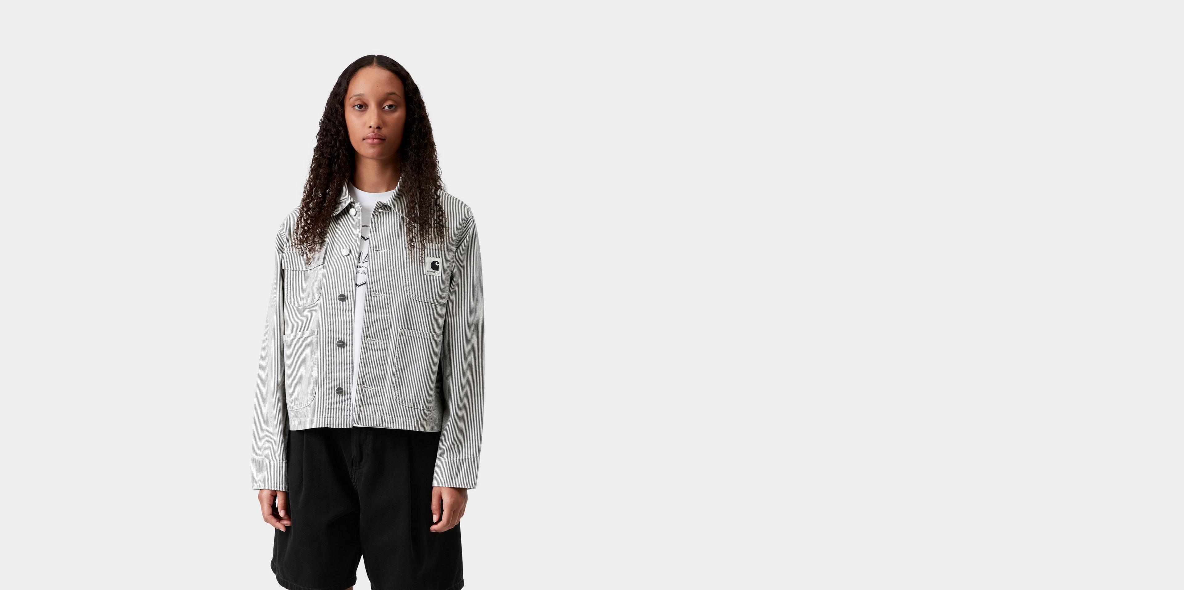 Carhartt WIP Women's Mercer Chore Coat, Mercer Stripe, Graphite