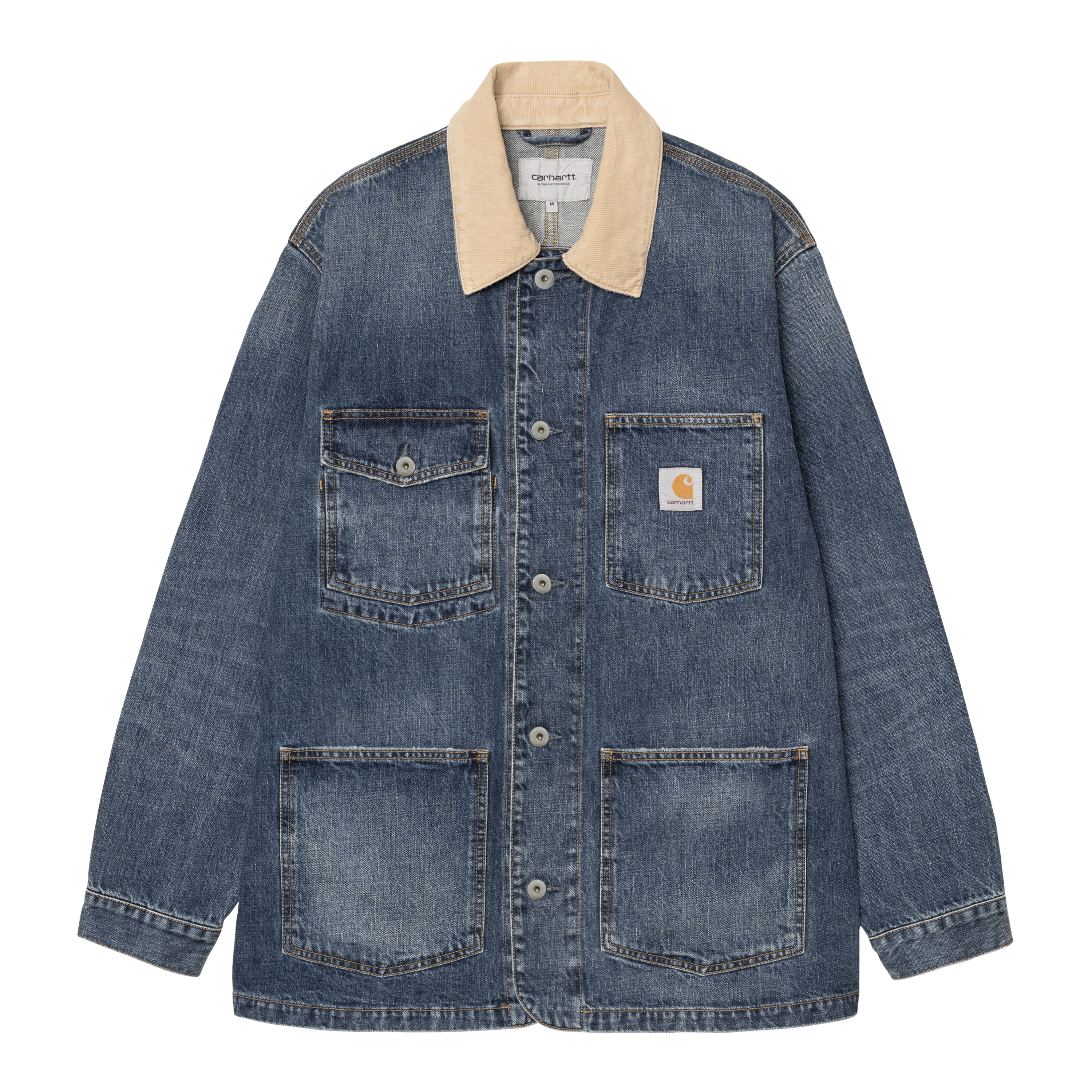 Carhartt WIP Warren Chore Coat Blue / Dusty H Brown dark used wash | M | Men