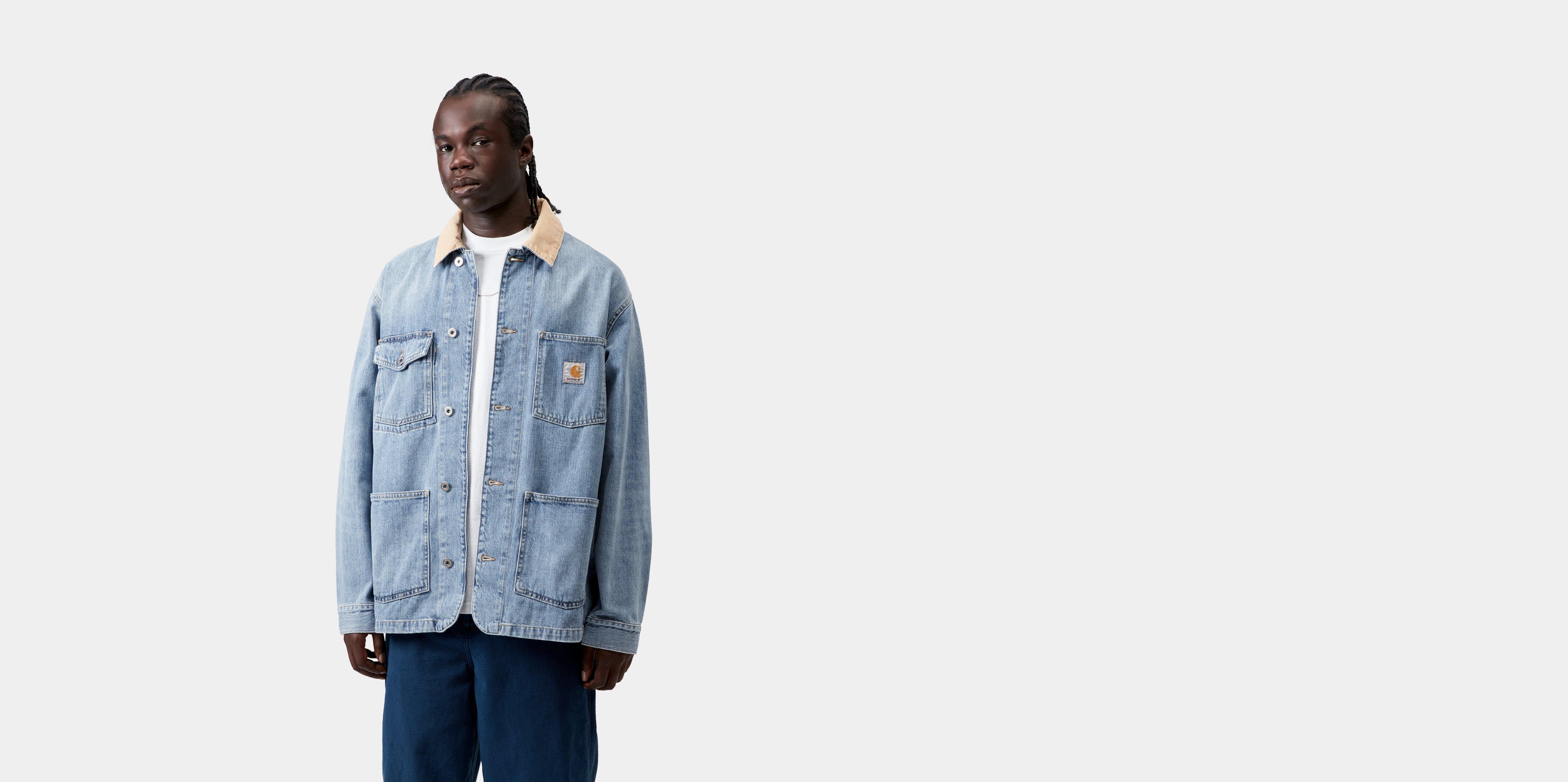 Carhartt WIP Warren Chore Coat Blue / Dusty H Brown burst washed | S | Men