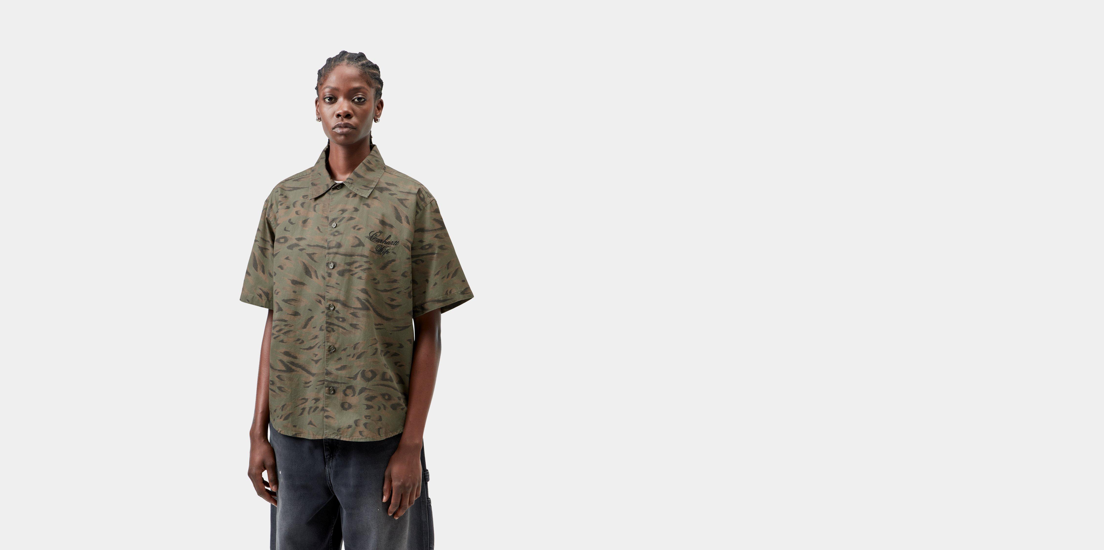 Carhartt WIP W' S/S Travon Shirt Duck Feather Print, Cypress / Black | green | S | Women