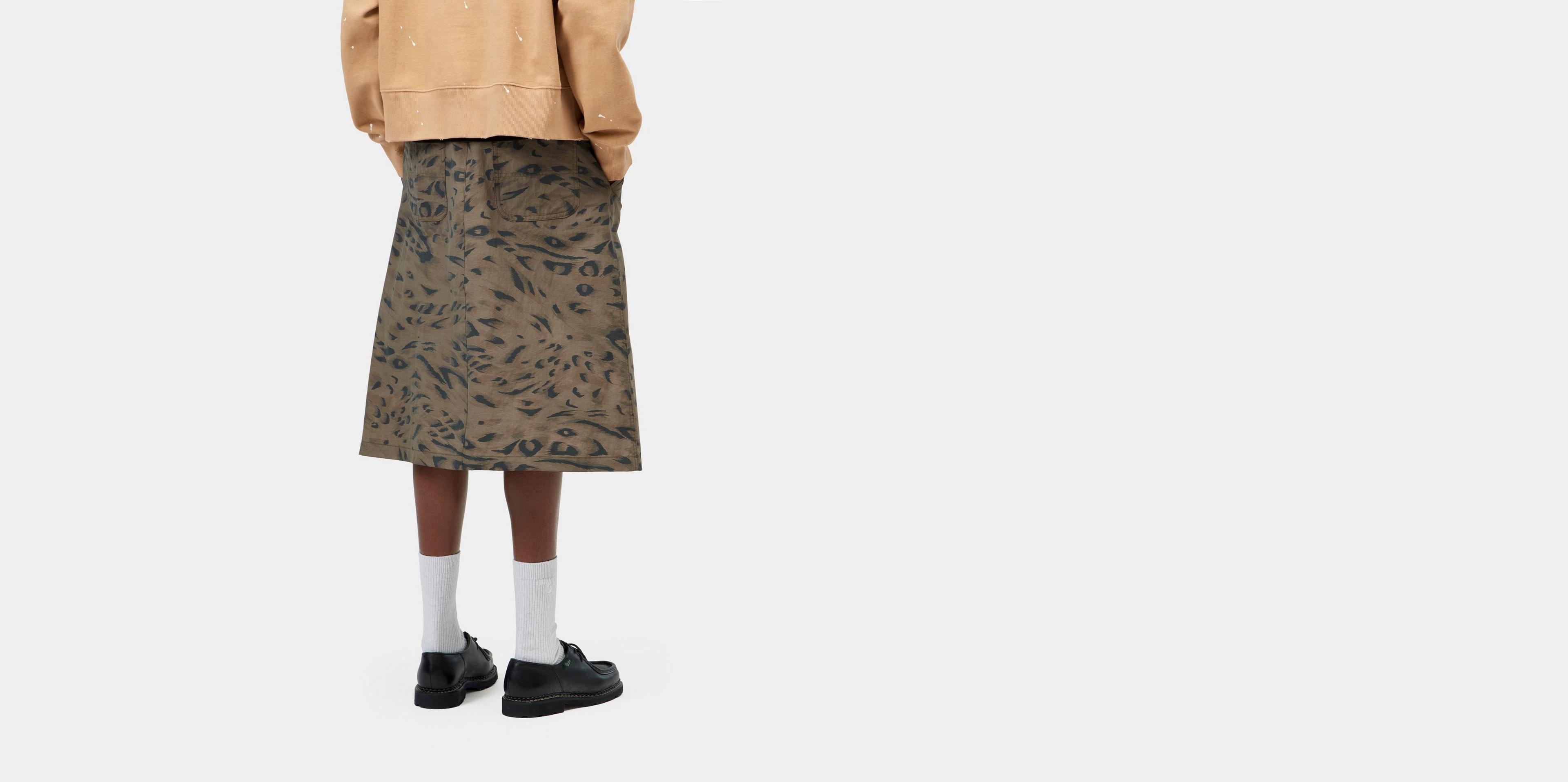draw drawers Cotton Wrap Skirt 千鳥 Carhartt WIP Women's Travon Skirt, Duck Feather Print, Cypress
