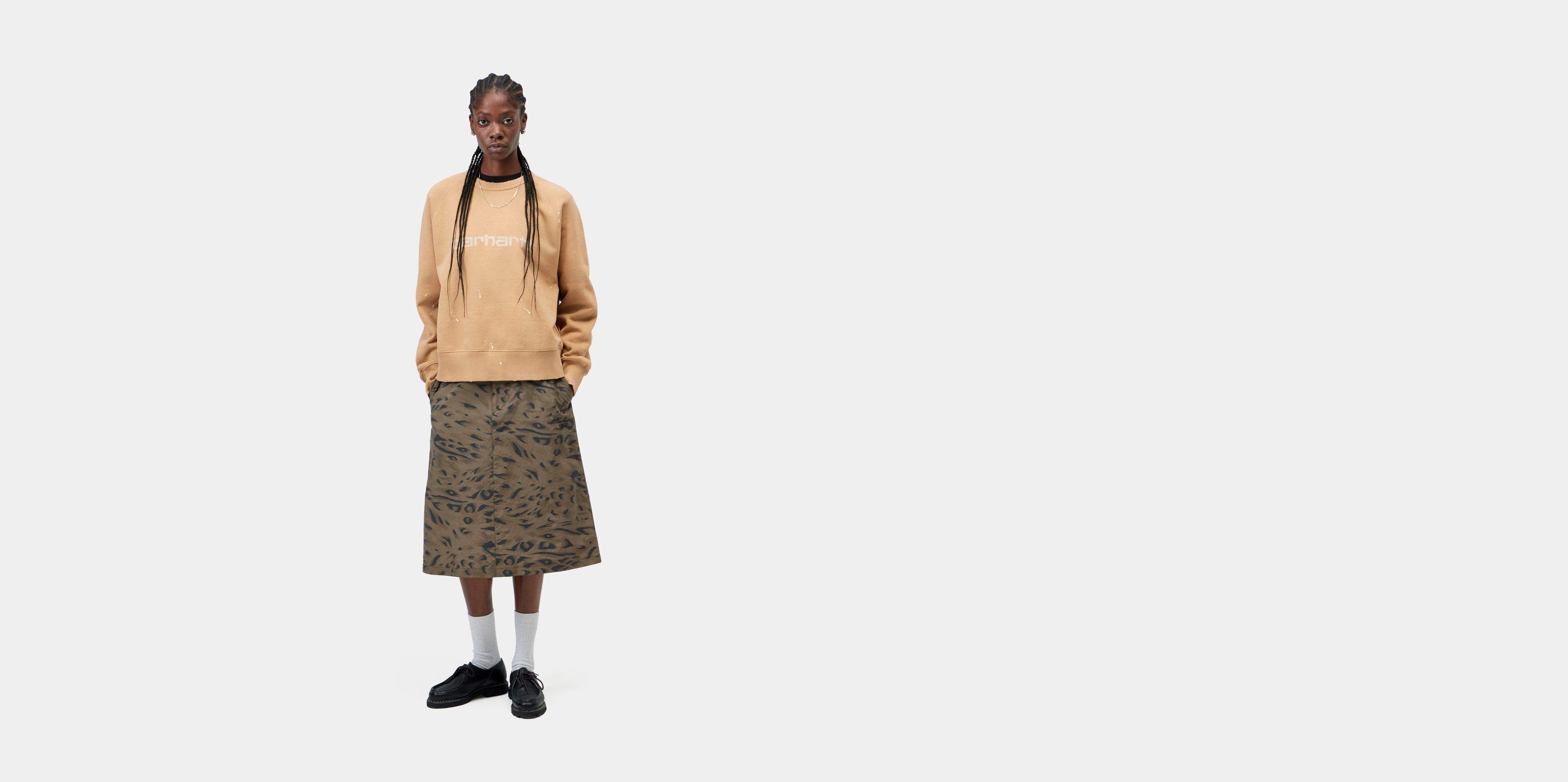 Carhartt WIP Women's Travon Skirt, Duck Feather Print, Cypress