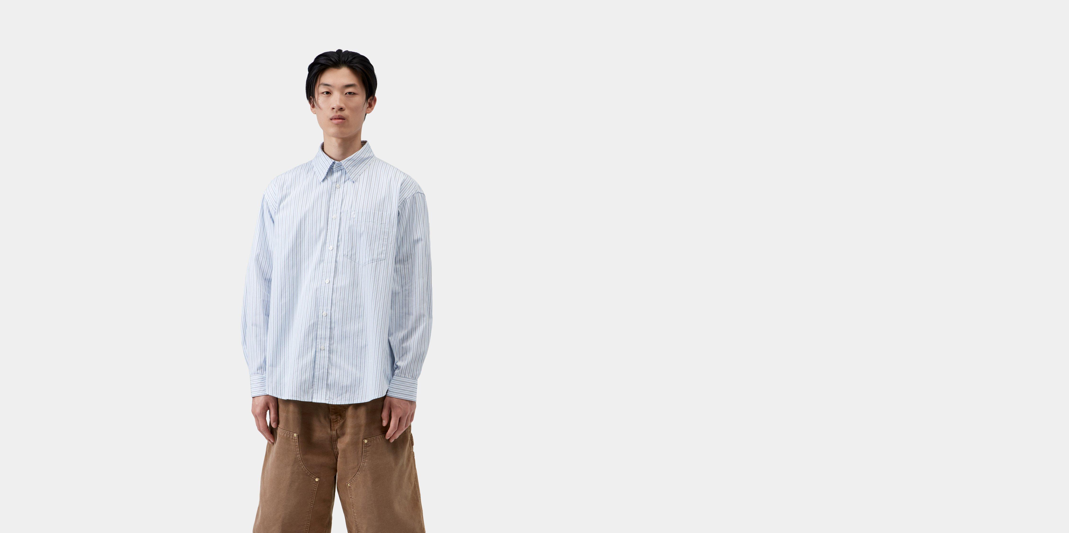 Carhartt WIP L/S Keene Shirt Keene Stripe, White | M | Men
