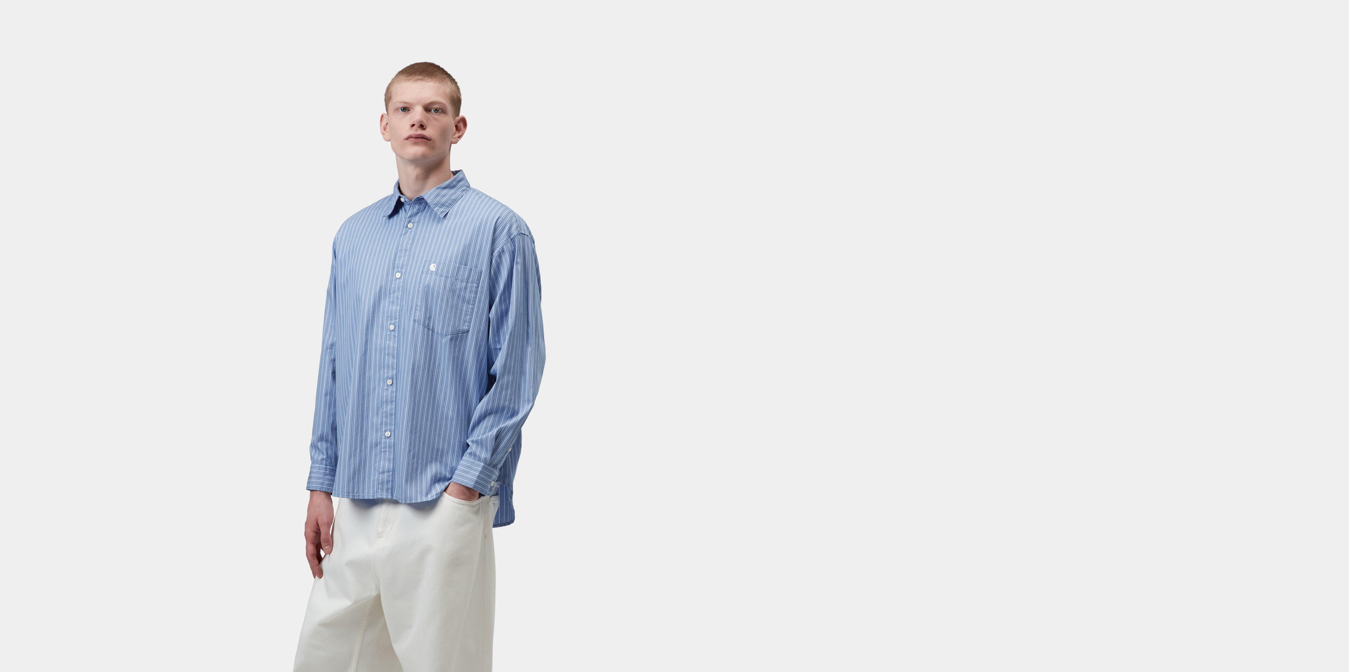 Carhartt WIP L/S Keene Shirt Keene Stripe, Curacao | blue | XXL | Men