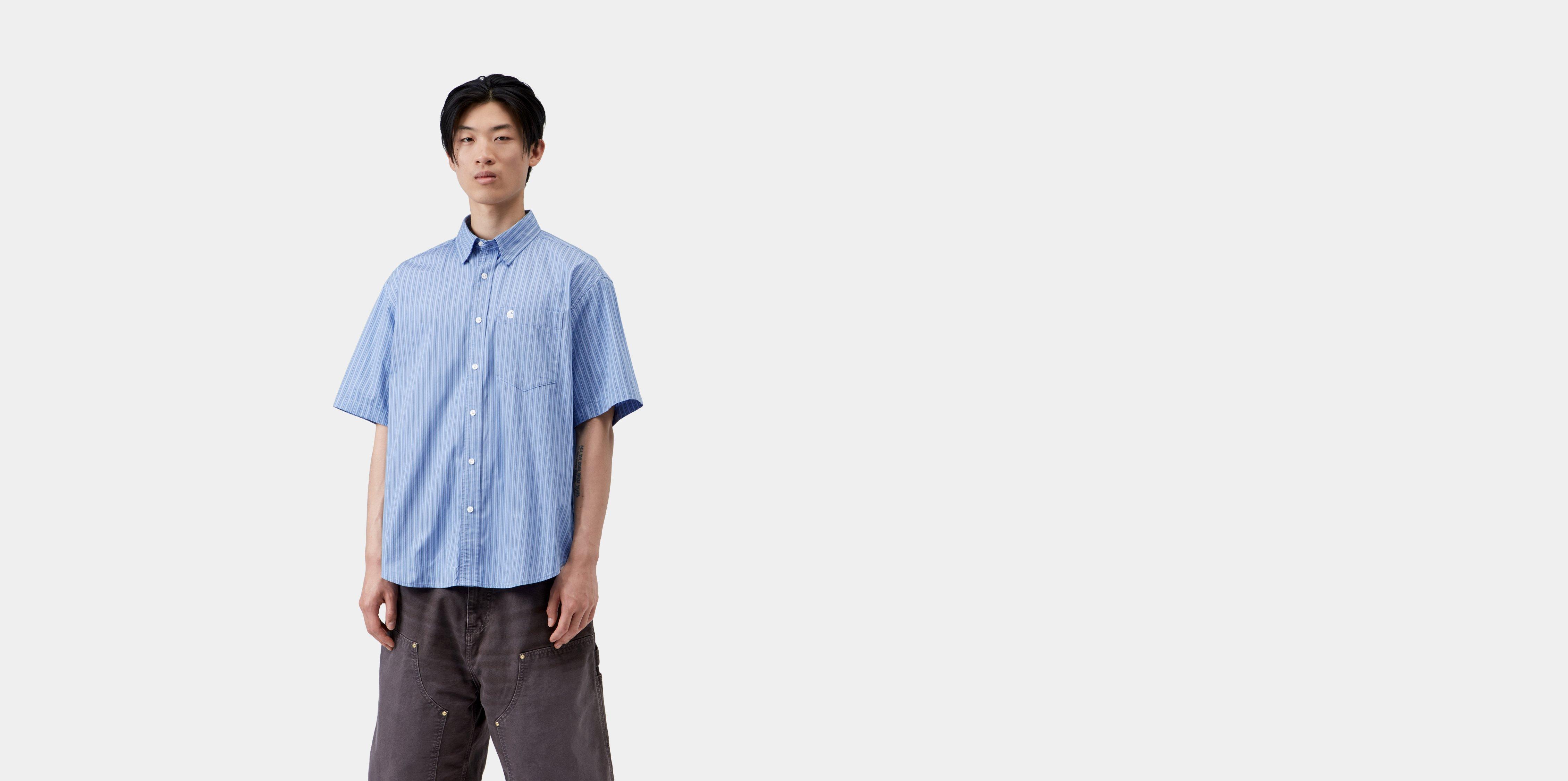 Carhartt WIP S/S Keene Shirt Keene Stripe, Curacao | blue | XL | Men