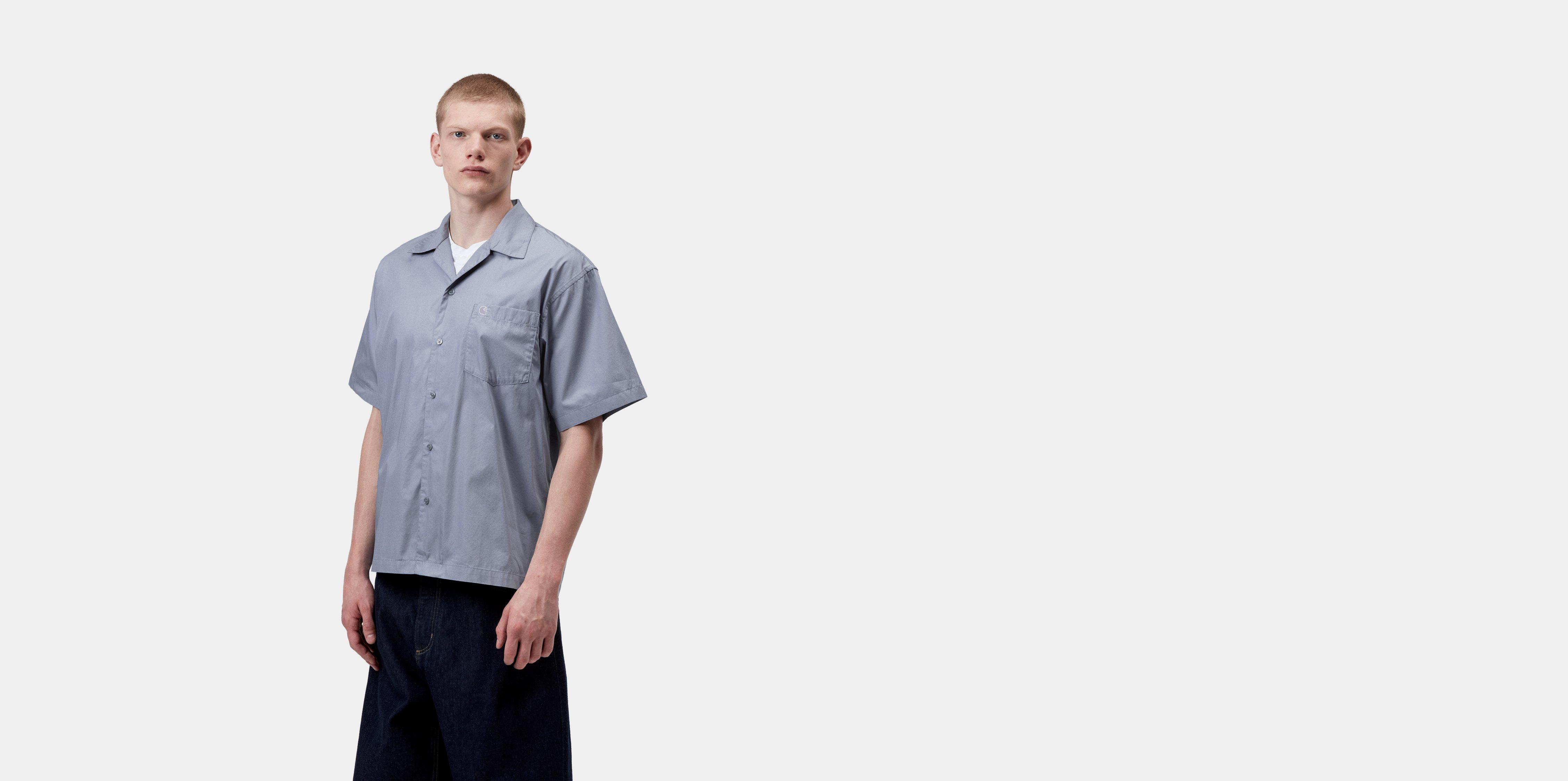 Carhartt WIP S/S Kendry Shirt Shady Blue / White | M | Men