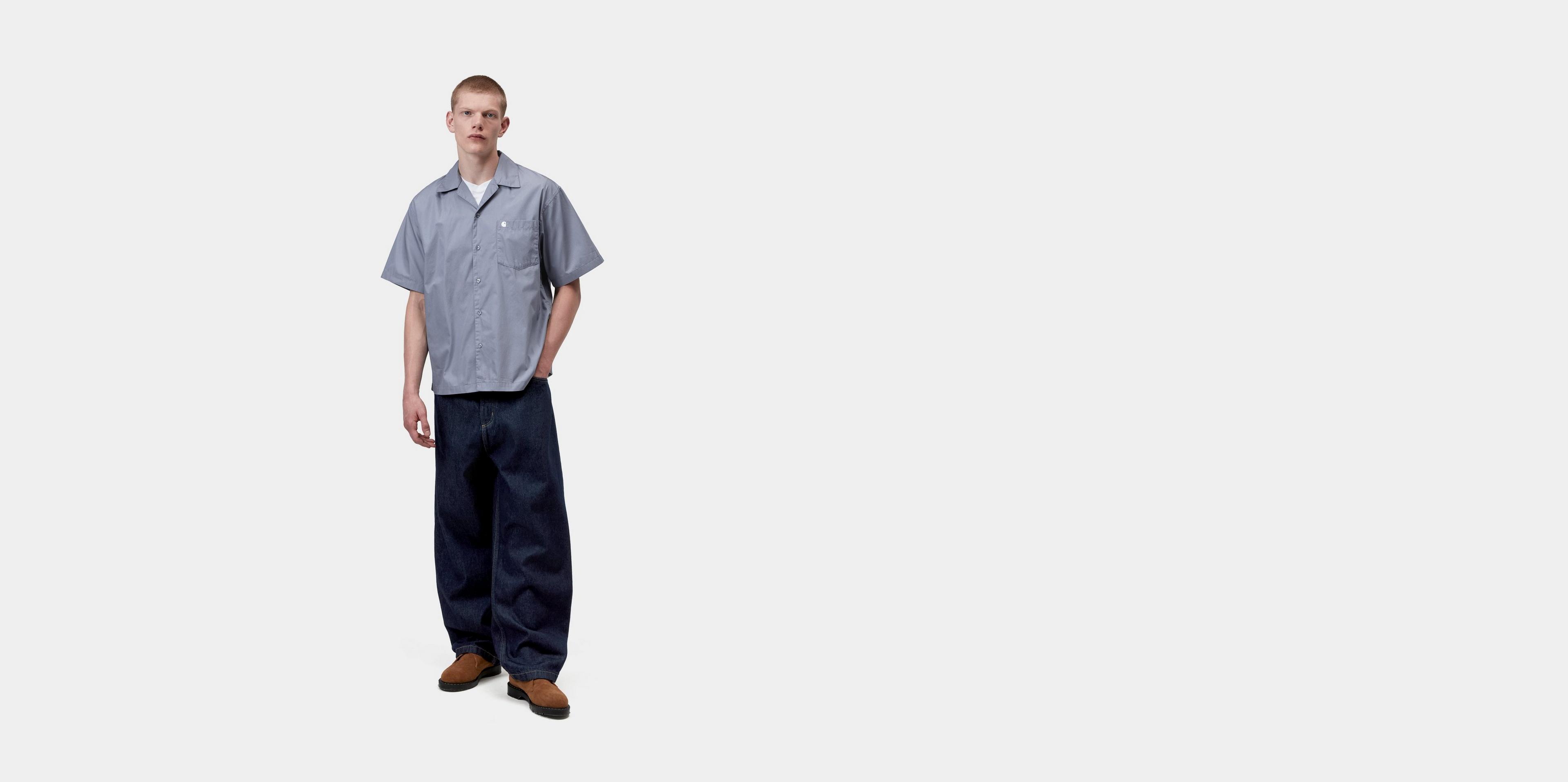 Carhartt WIP S/S Kendry Shirt, Shady Blue / White | Official