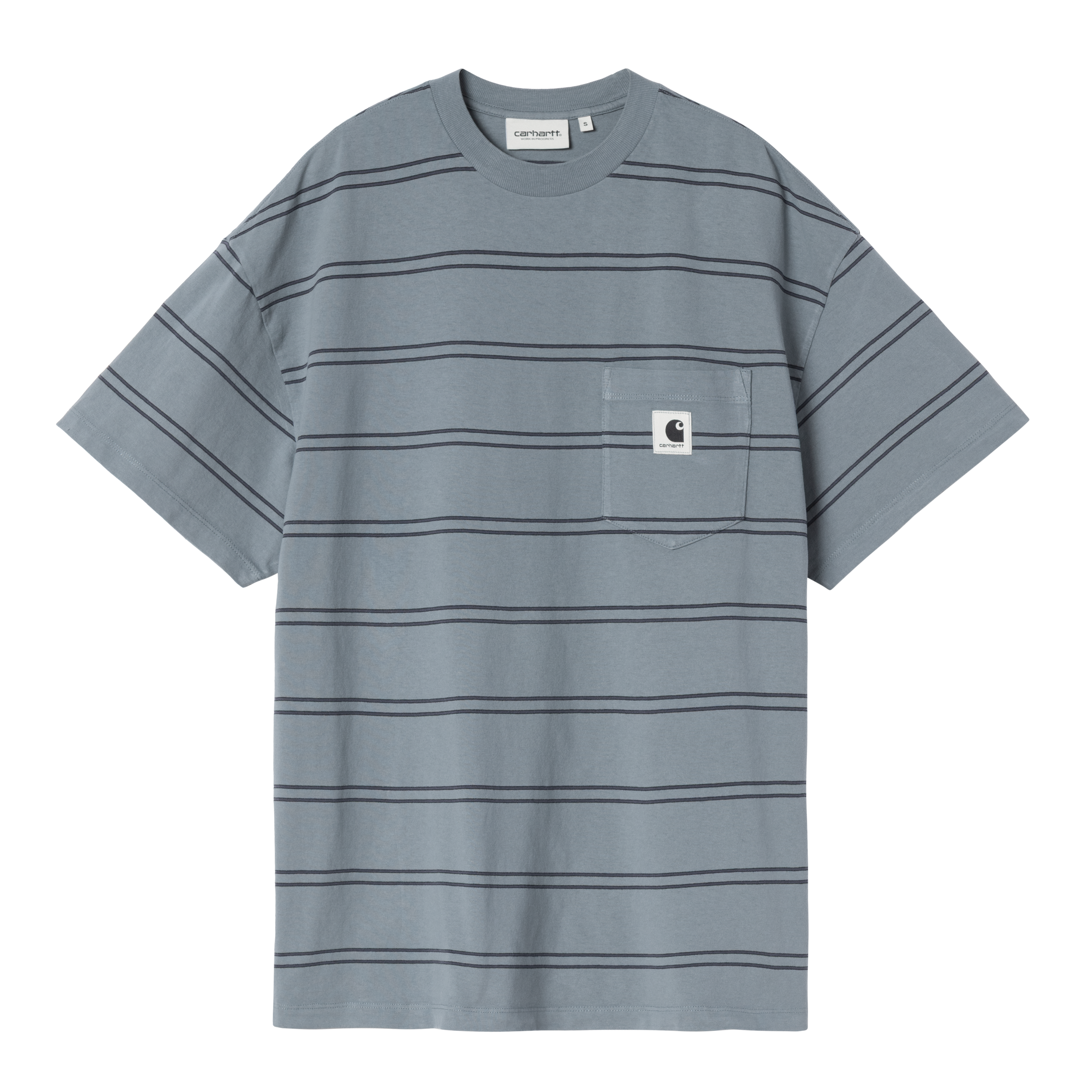 Carhartt WIP Women's S/S Bert Pocket T-Shirt, Bert Stripe, Shady