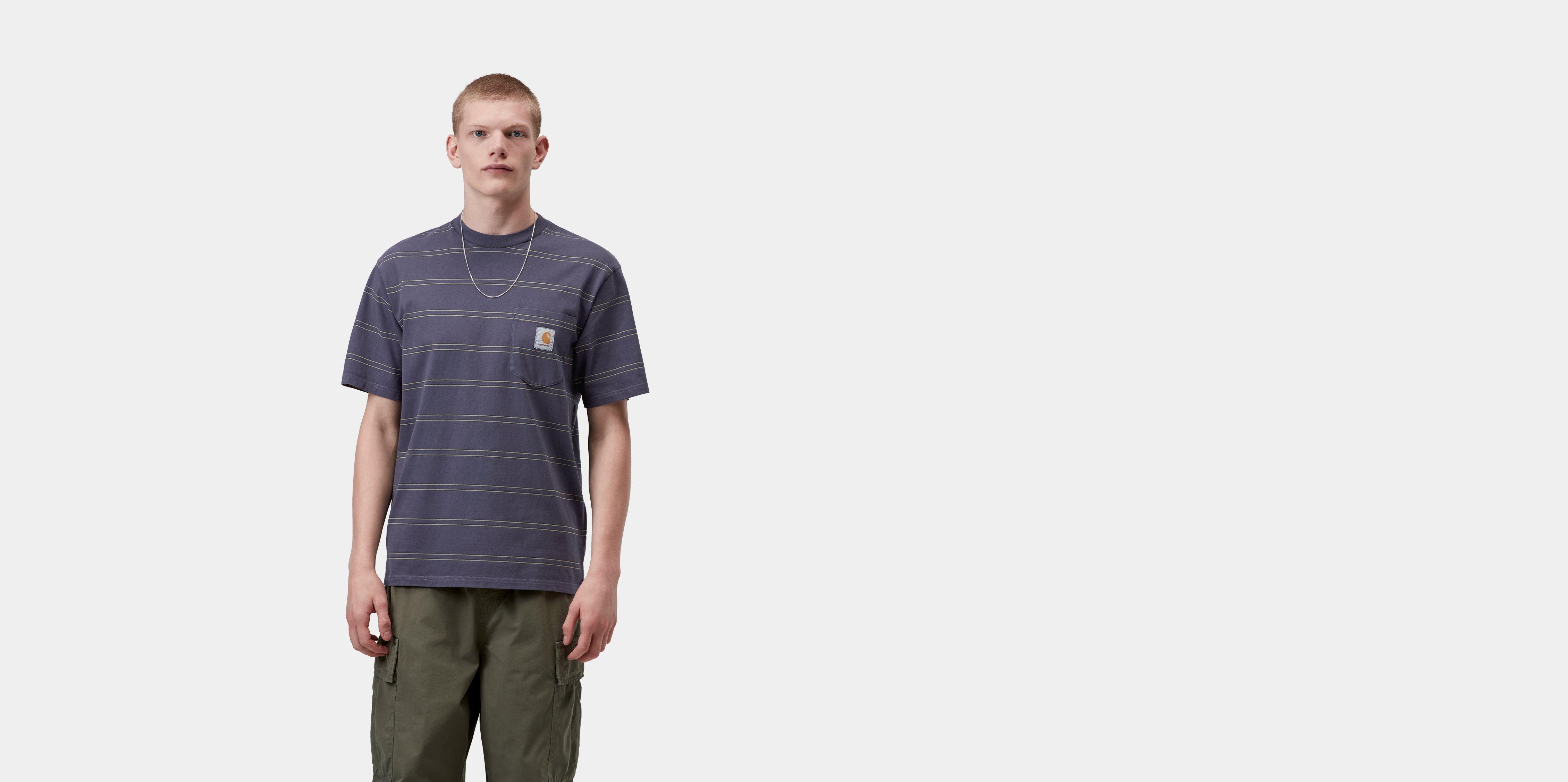 Carhartt WIP S/S Bert Pocket T-Shirt Bert Stripe, Shady Purple / Shady Green garment dyed | XL | Men