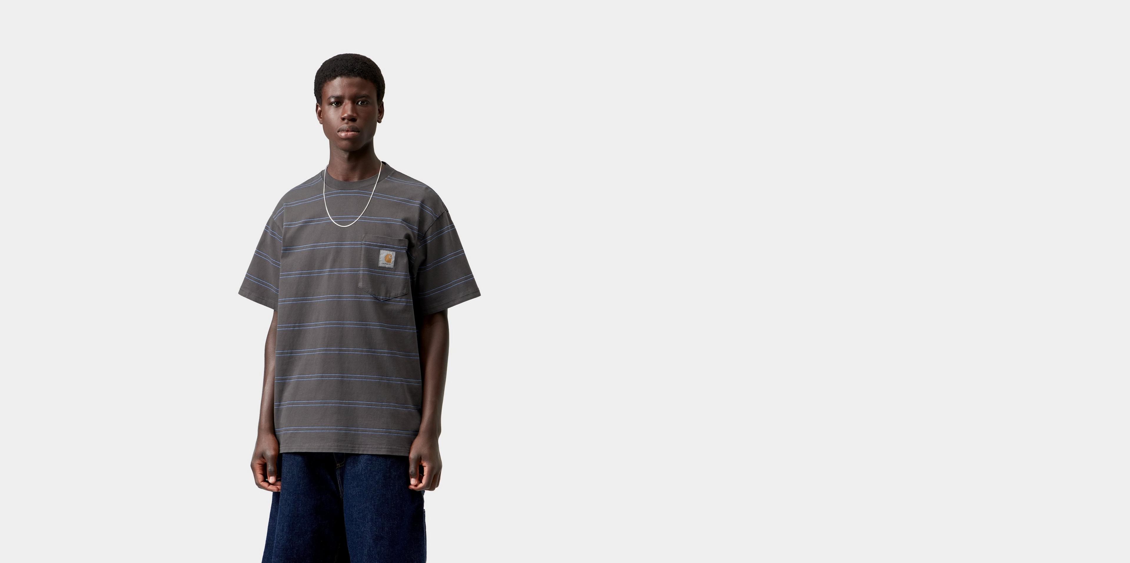 Carhartt WIP S/S Bert Pocket T-Shirt, Bert Stripe, Graphite