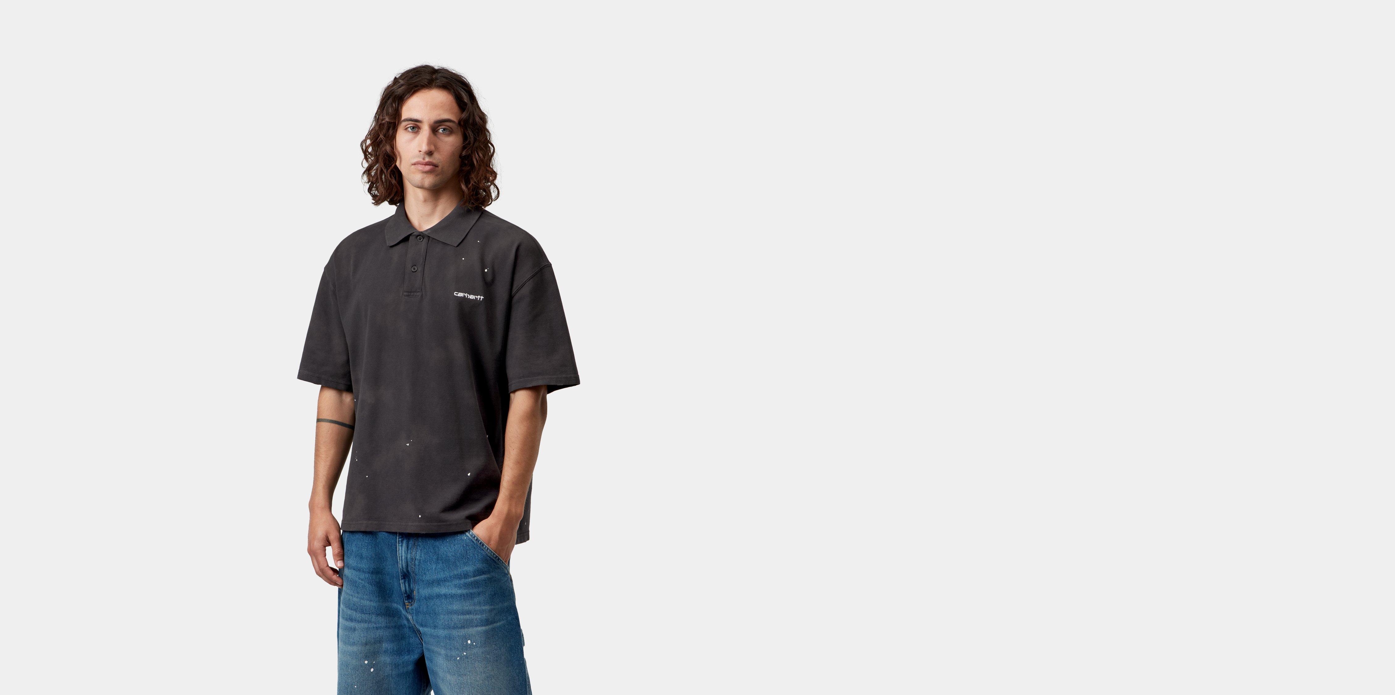 Carhartt WIP S/S Painter Polo Black destroy wash, splatter | S | Men