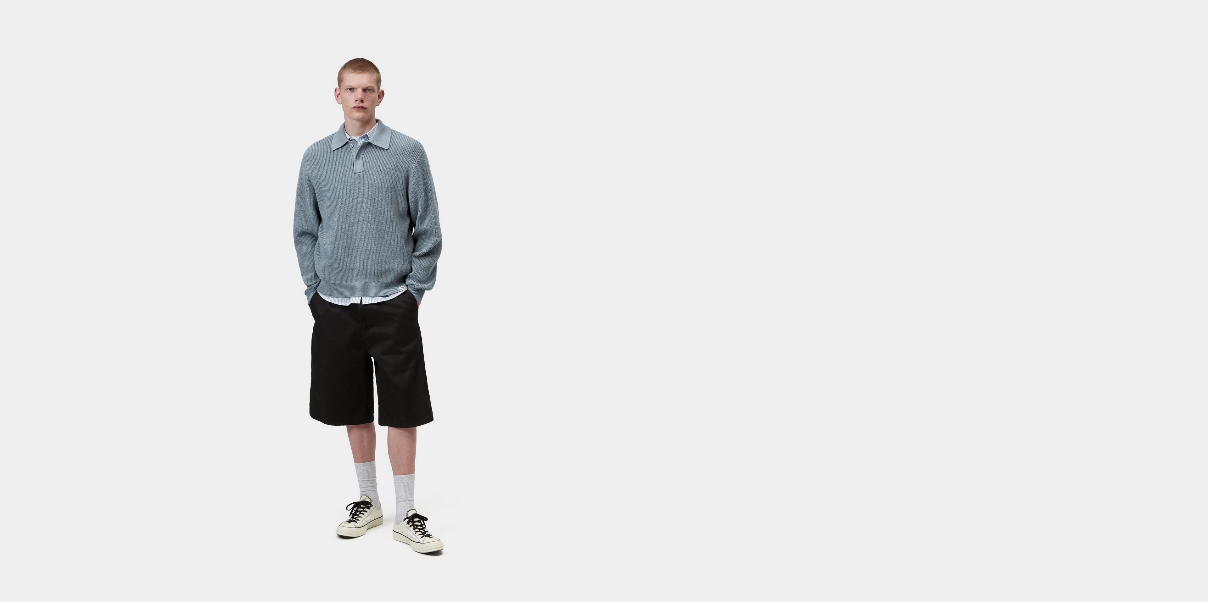 Carhartt WIP L/S Miles Polo, Shady Blue | Official Online Store