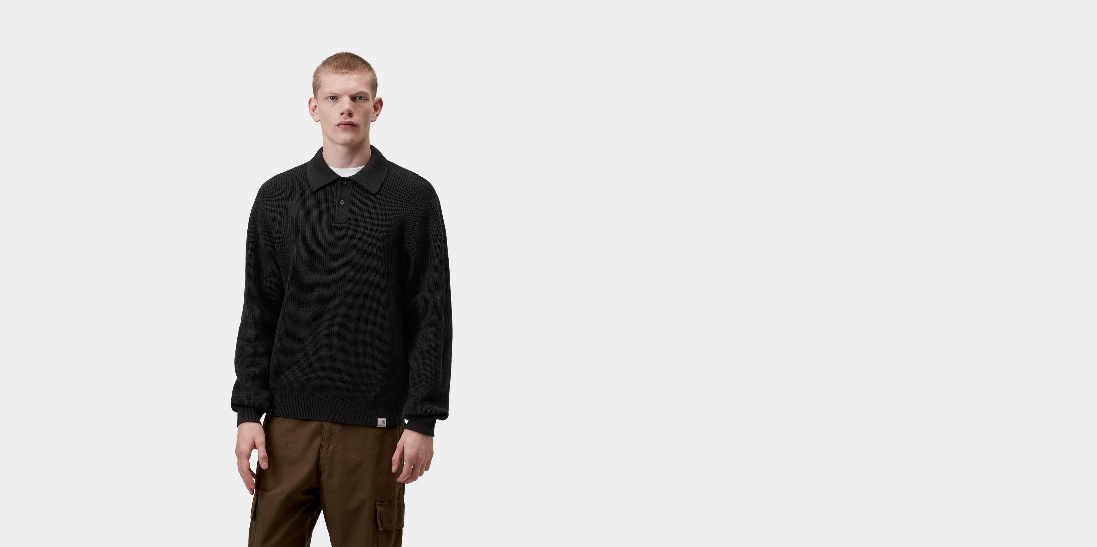 Carhartt WIP L/S Miles Polo, Black | Official Online Store