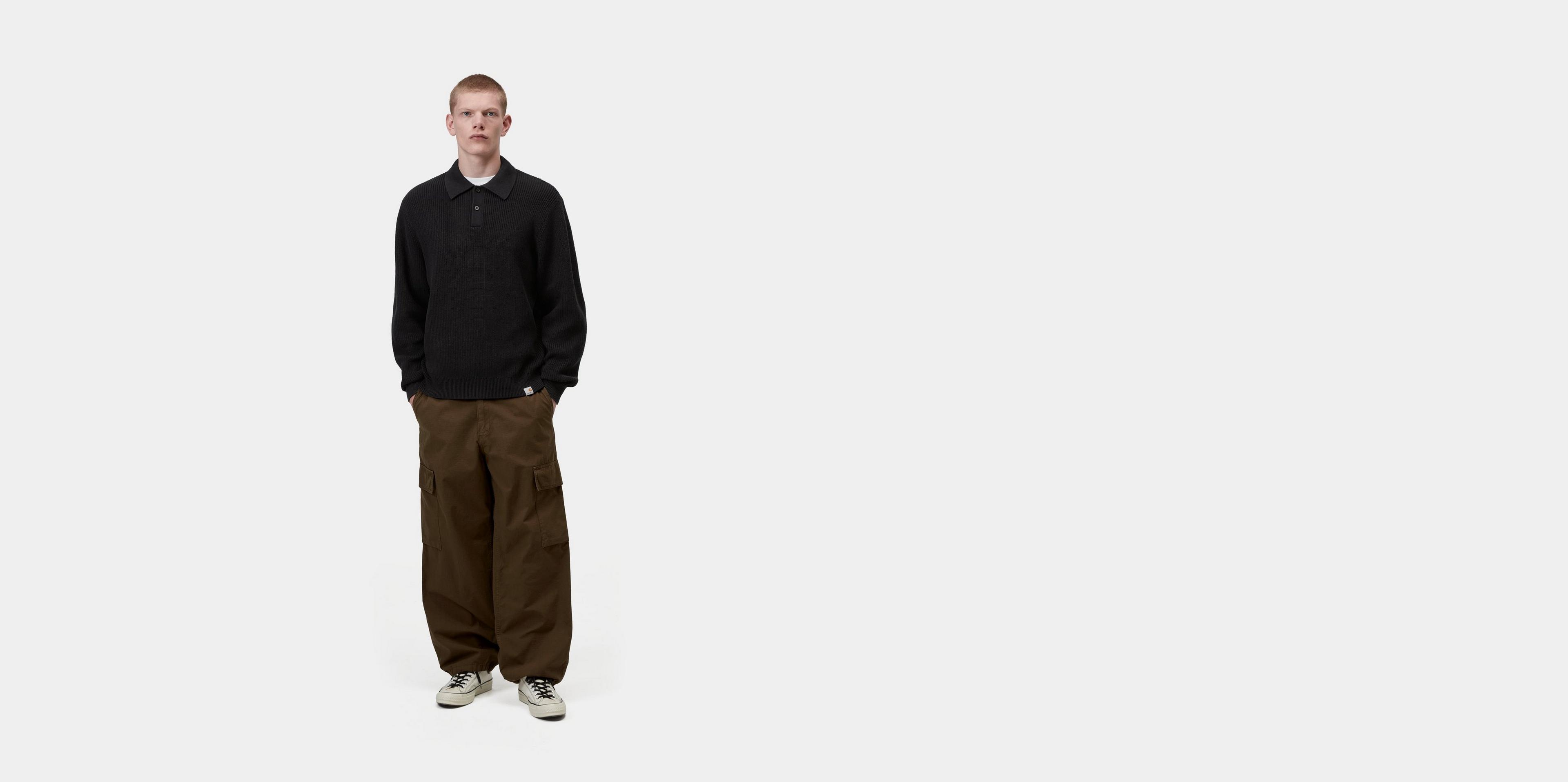 Carhartt WIP L/S Miles Polo, Black | Official Online Store