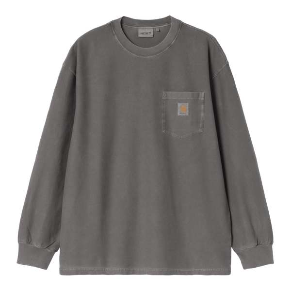 L/S Loose Pocket T-Shirt Black garment dyed