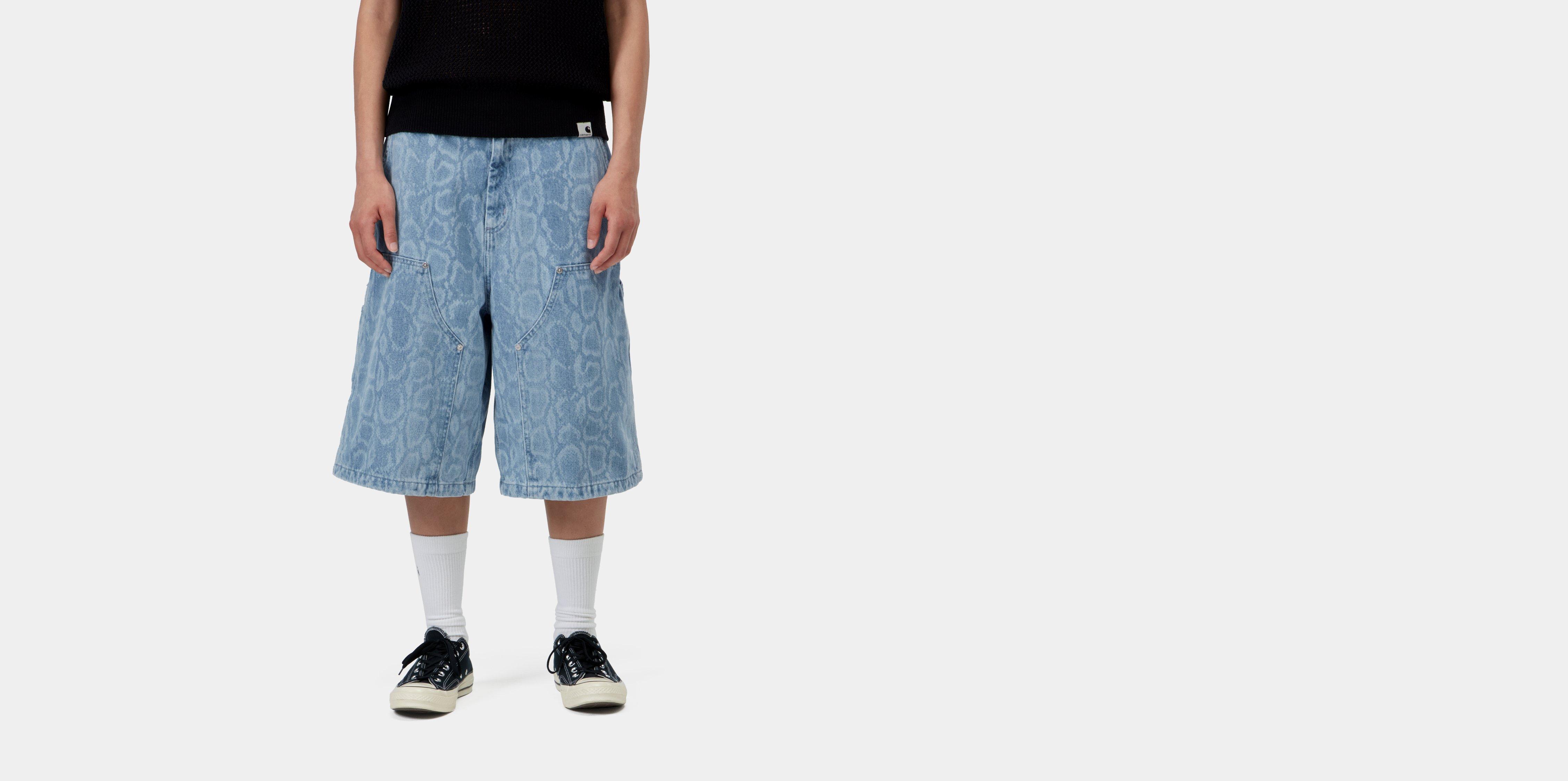 Carhartt WIP W' Snake Nixon Double Knee Short Snake Camo, Blue bleached | XS | Women