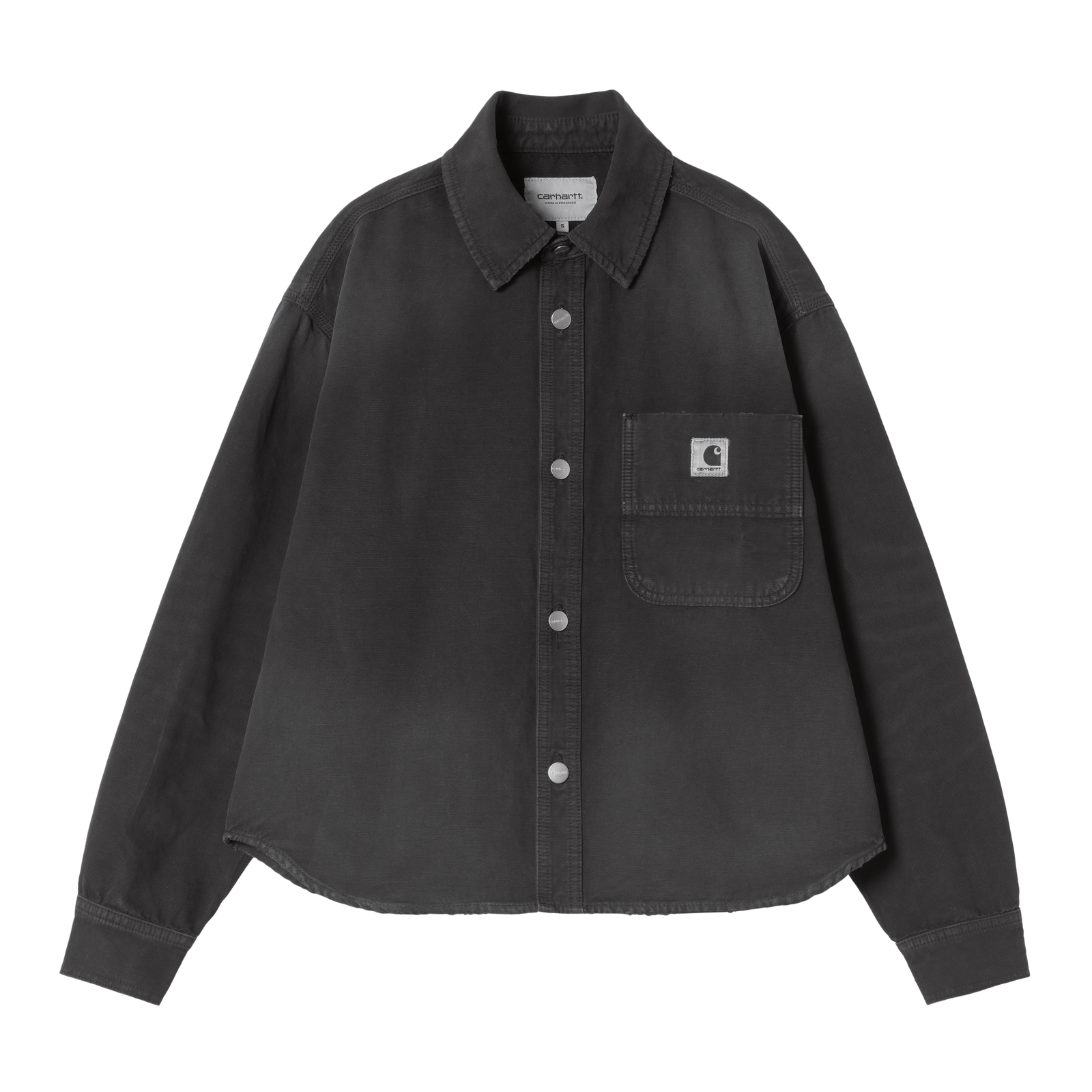 Carhartt WIP Women's Georgia Shirt Jac in Black, Destroy wash