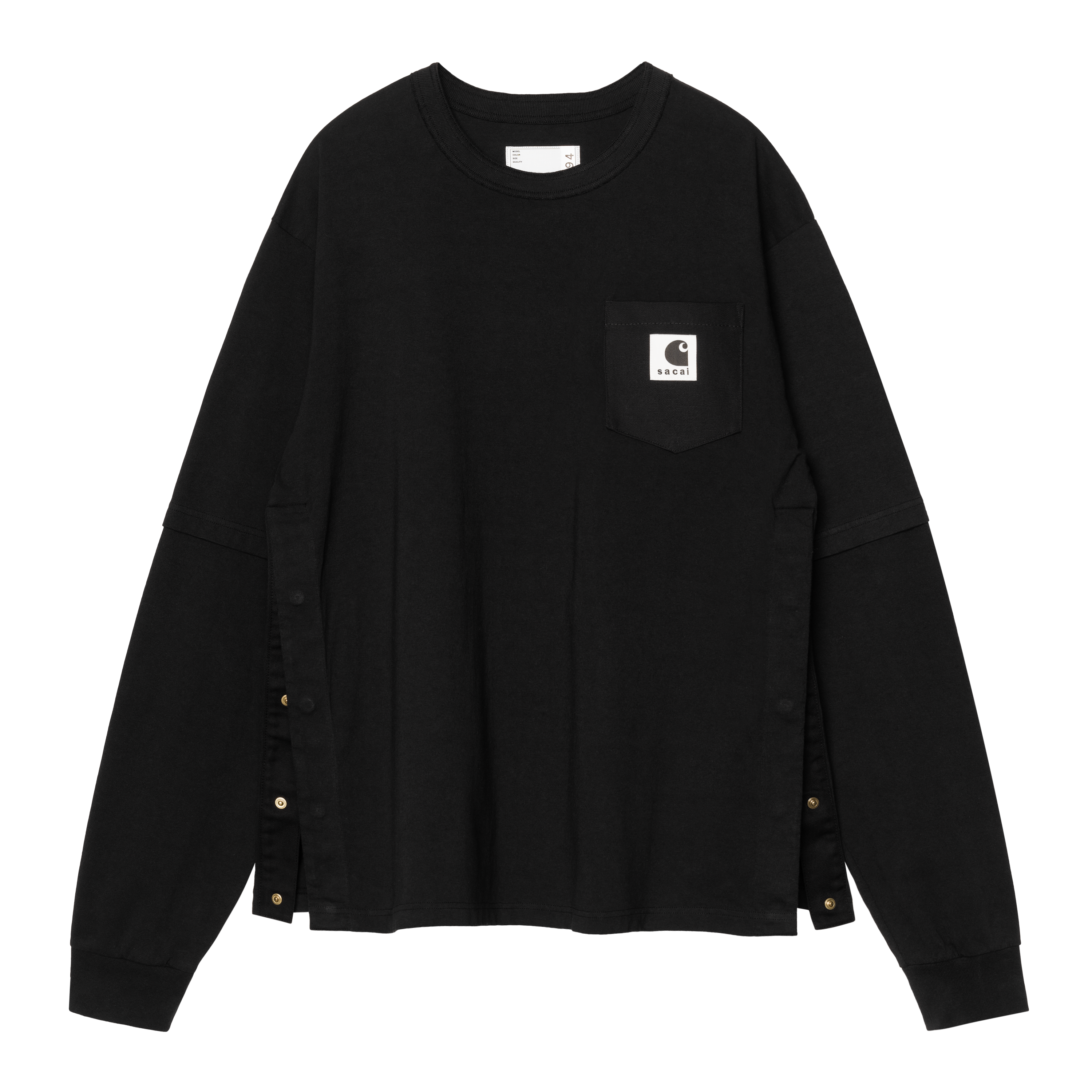 トップス Sacai Carhartt WIP L/S T-Shirt BLACK 4 Sacai x Carhartt WIP T-Shirt Black Men's - FW23 - US