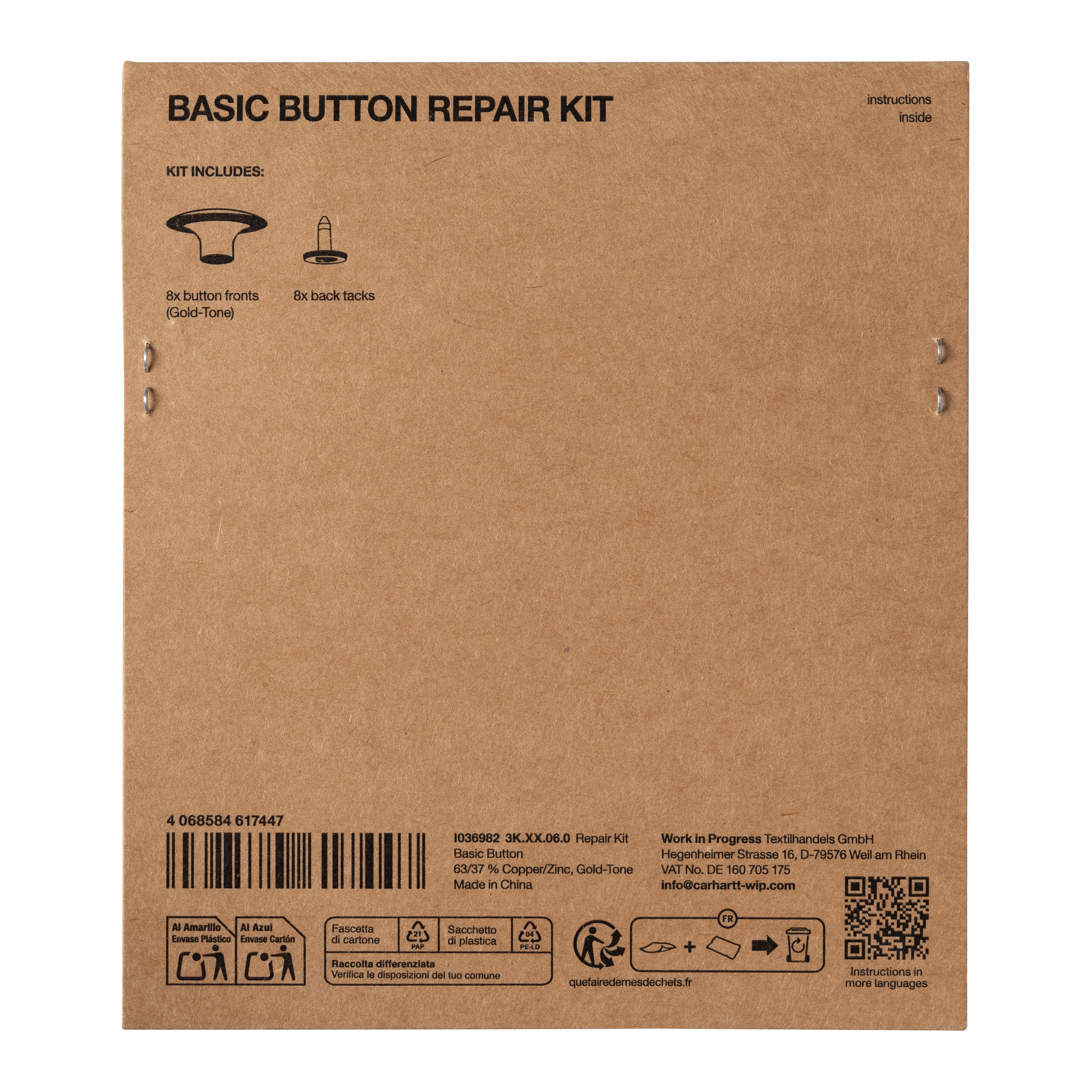 Carhartt WIP Repair Kit, Basic Button, Gold | Official Online Store