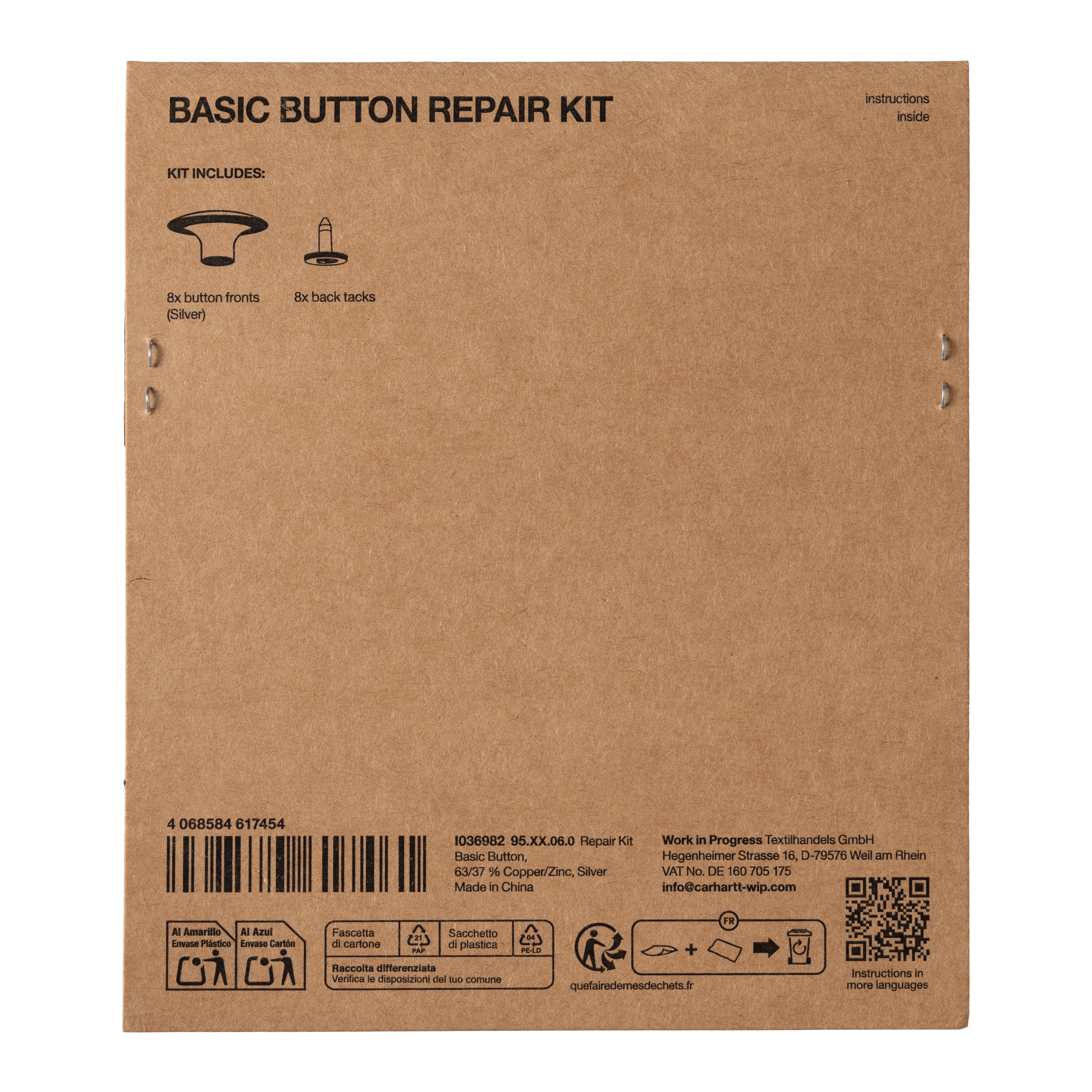 Carhartt WIP Repair Kit, Basic Button, Silver | Tienda oficial en Línea