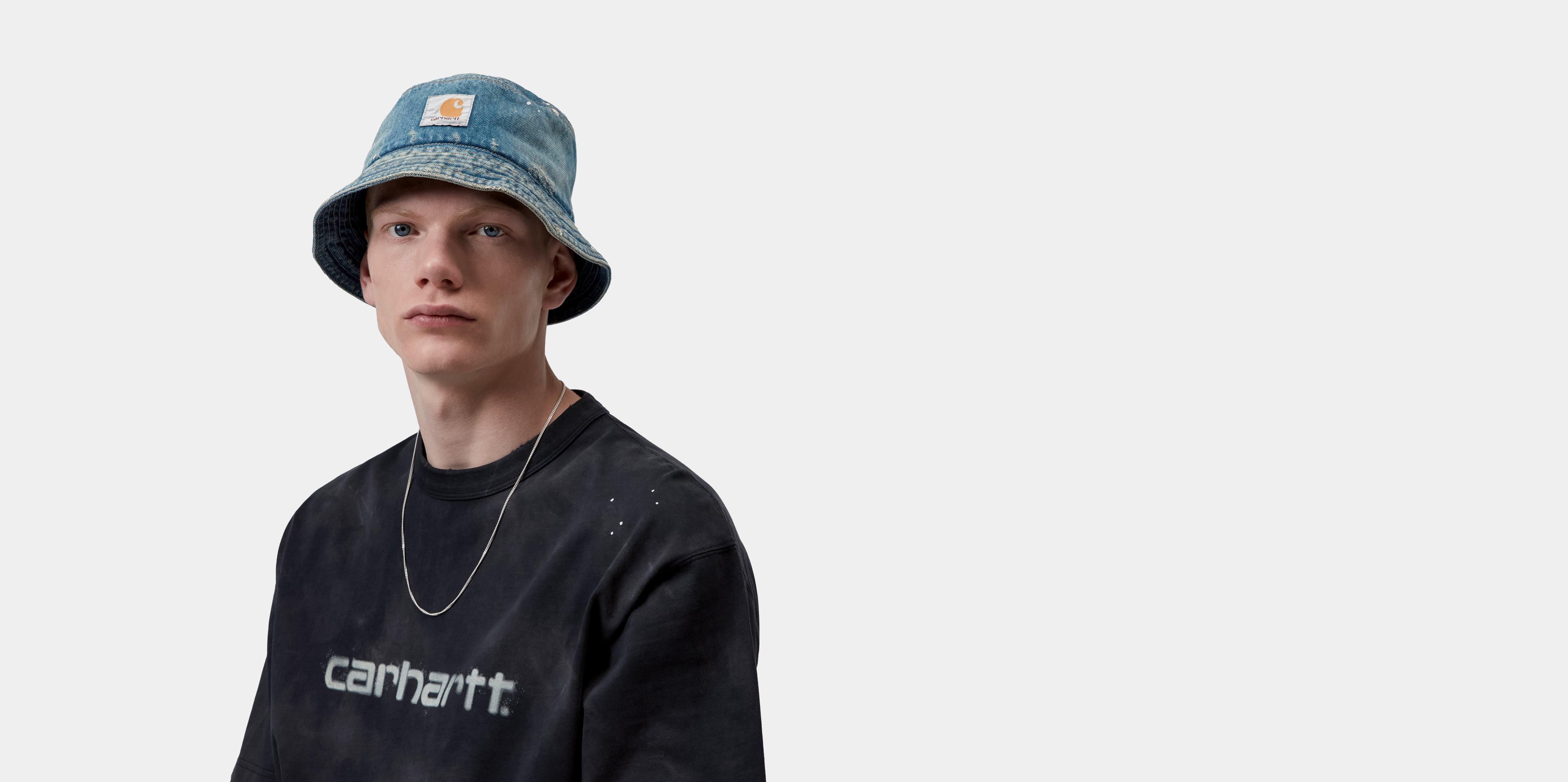 Carhartt WIP Belmar Bucket Hat Blue destroy wash, splatter | M-L