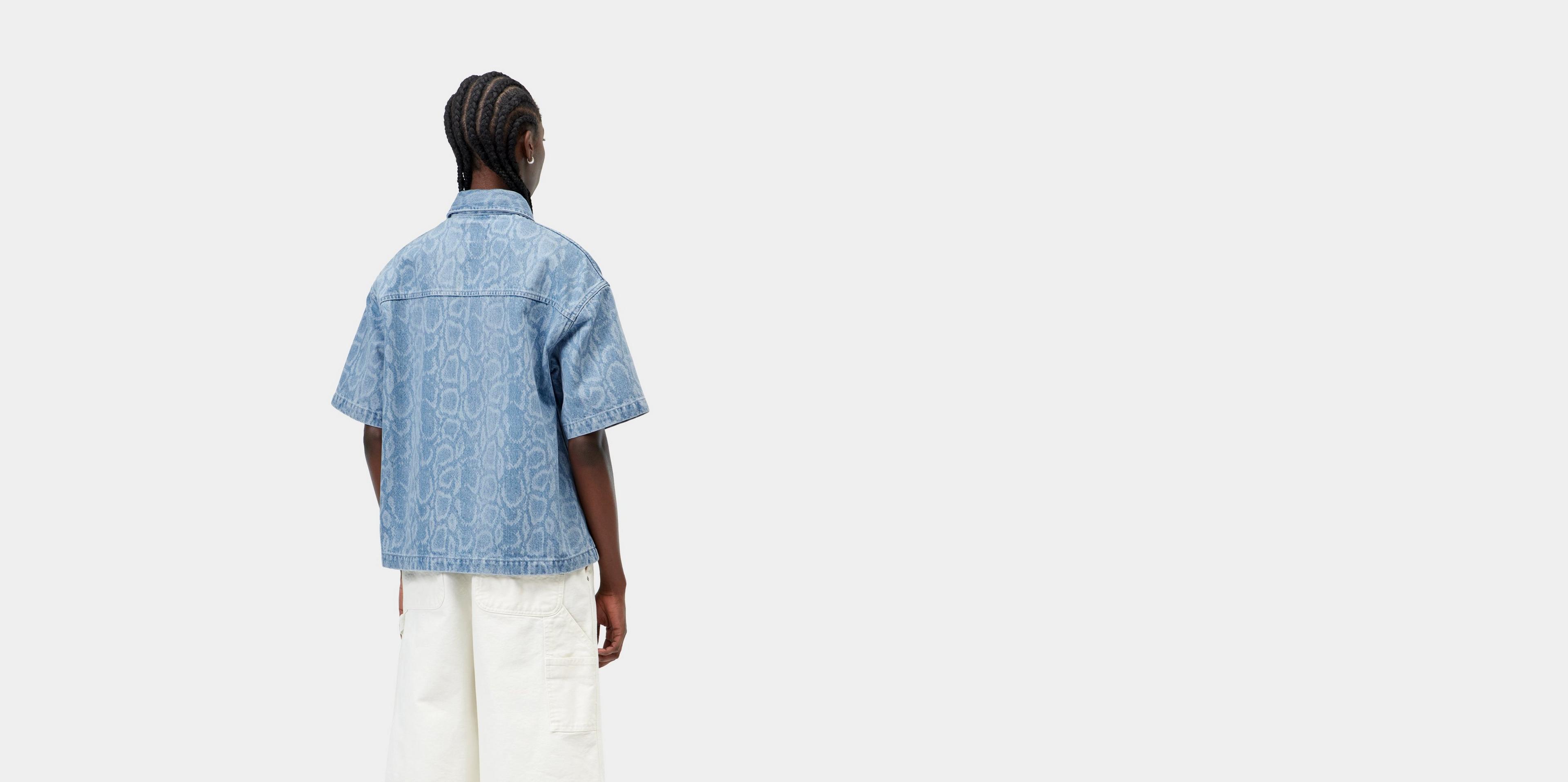 Carhartt WIP Women's S/S Snake Lovilia Shirt, Snake Camo, Blue