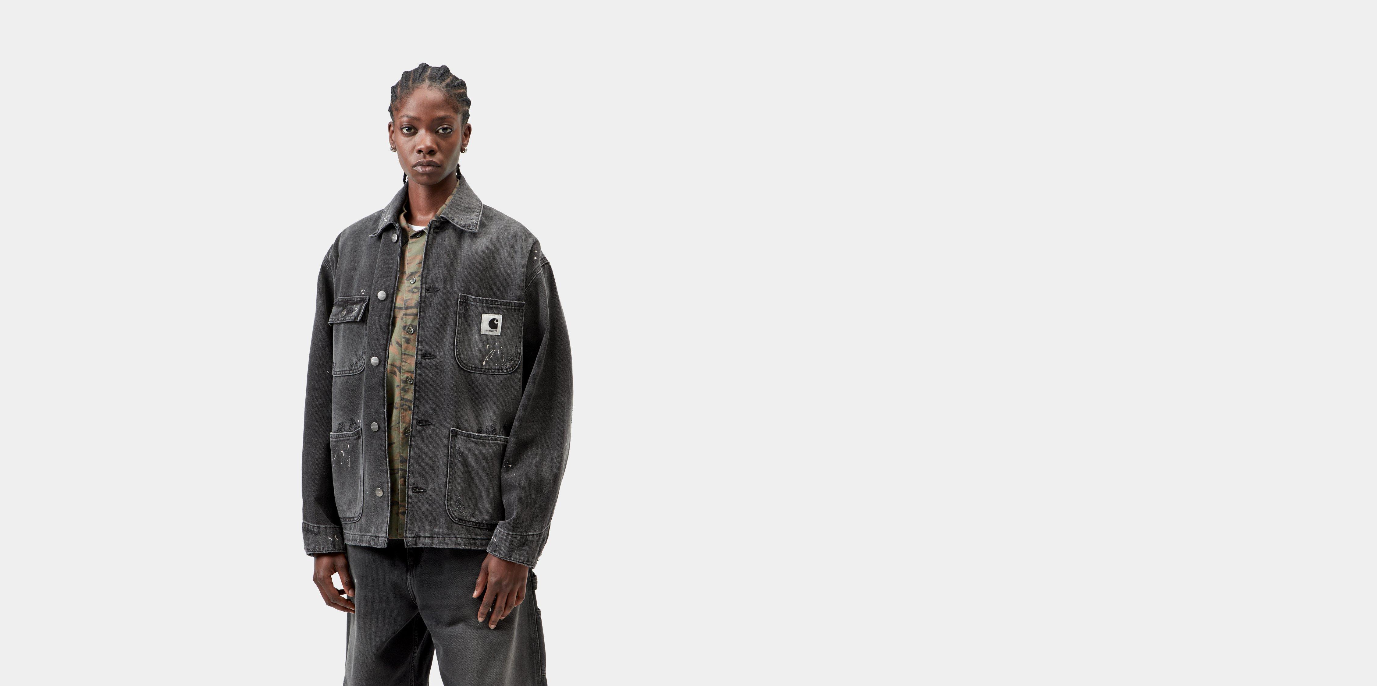 Carhartt WIP W' OG Michigan Coat Black destroy wash, splatter | L | Women