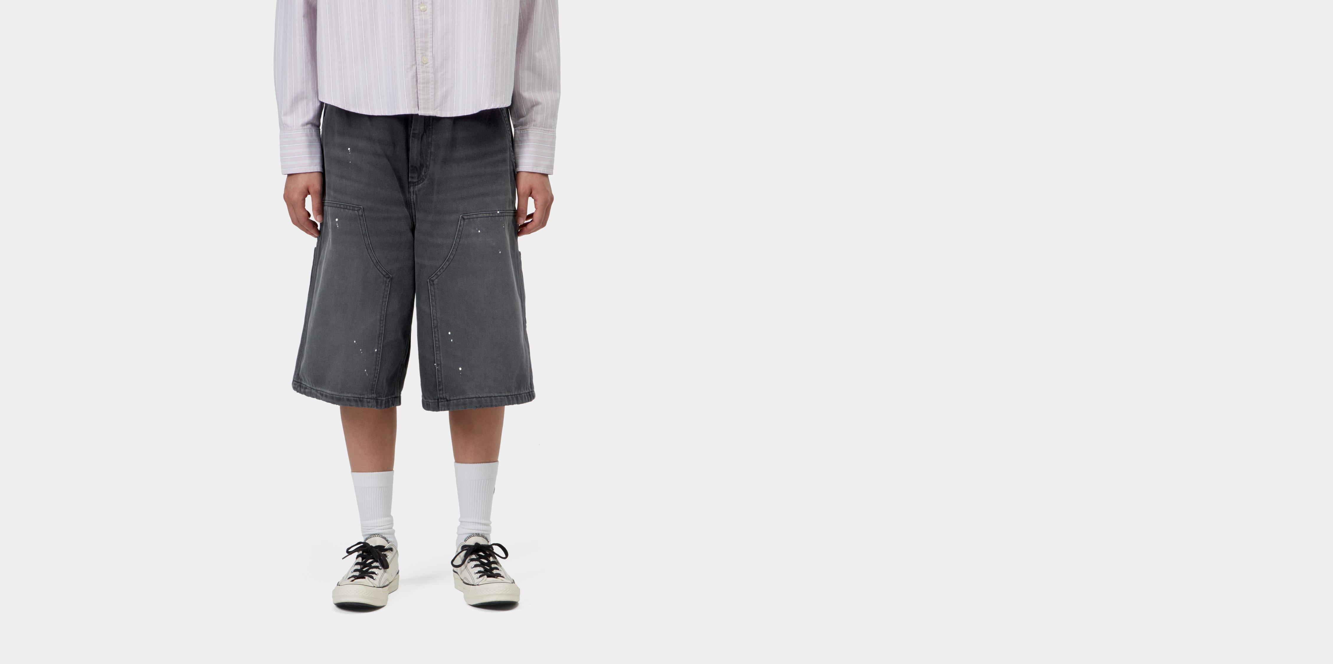 Carhartt WIP W' Nixon Double Knee Short Black destroy wash, splatter | S | Women