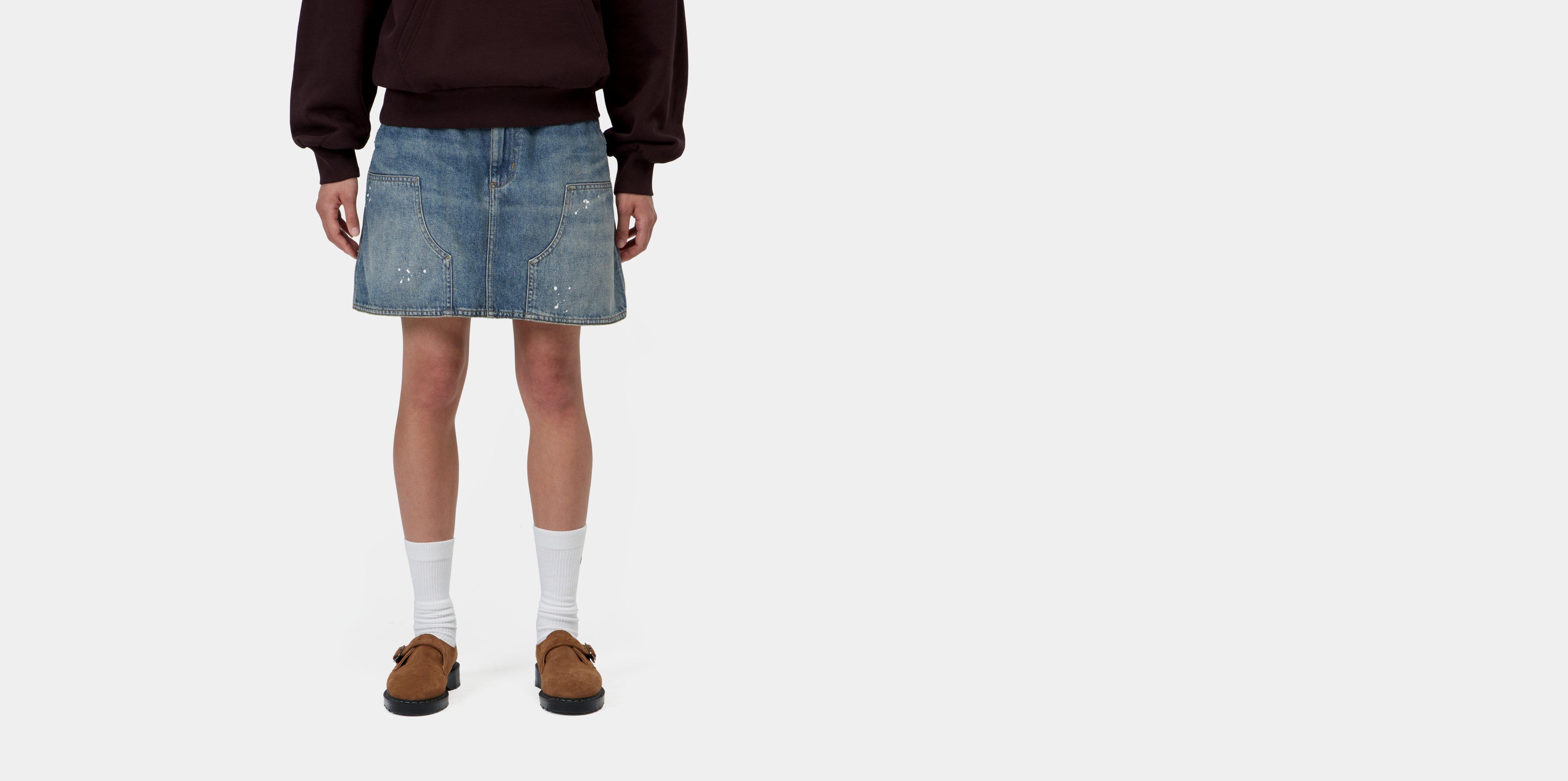 Carhartt WIP W' Maeve Double Knee Skirt Blue destroy wash, splatter | XS | Women