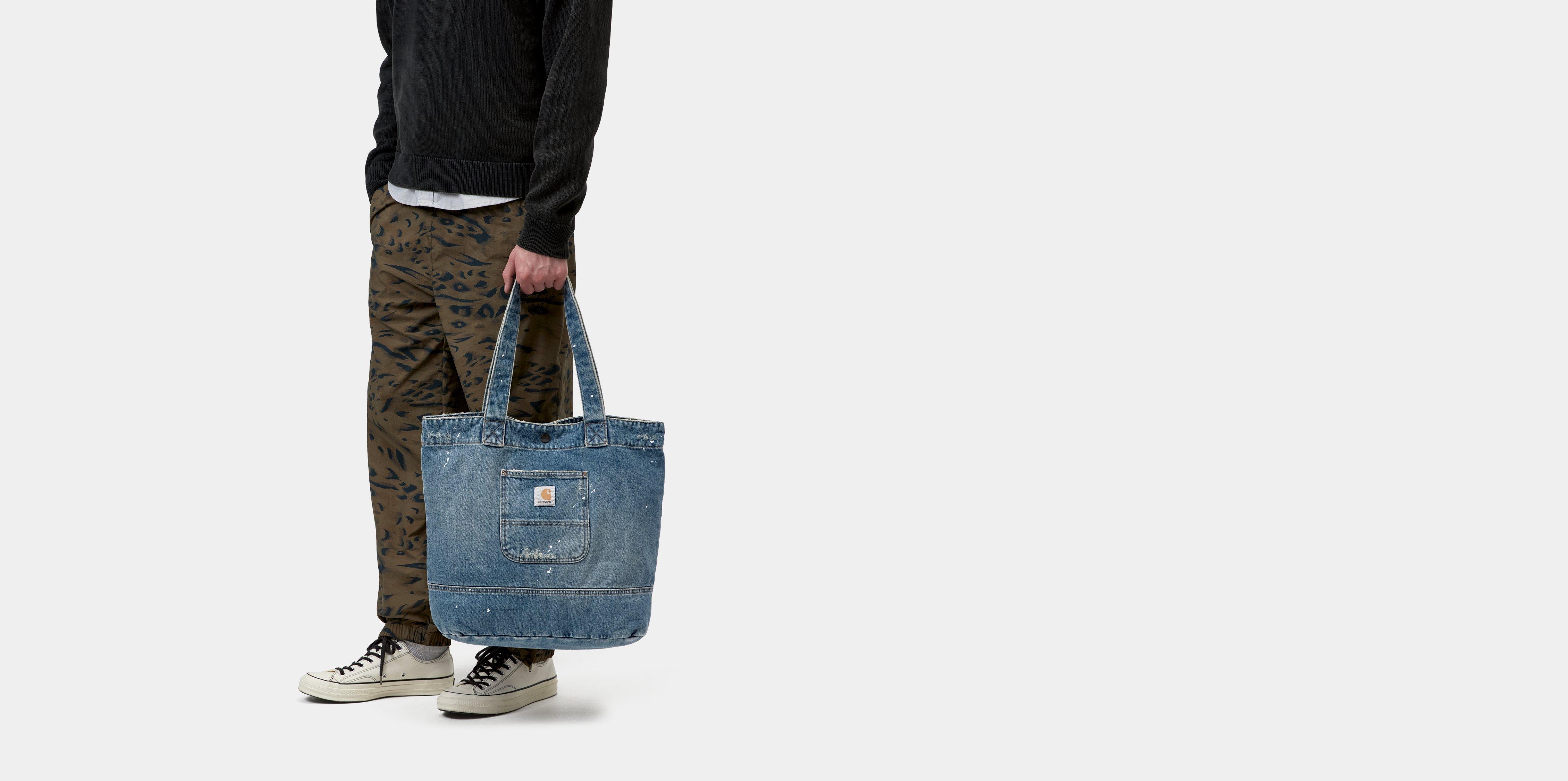 Carhartt WIP Denim Tote Blue destroy wash, splatter
