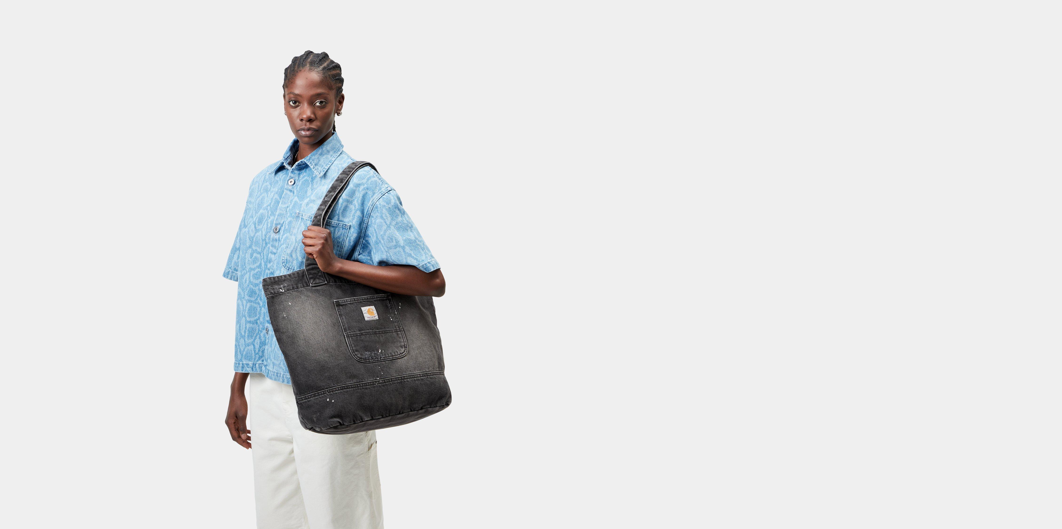 Carhartt WIP Denim Tote Black destroy wash, splatter
