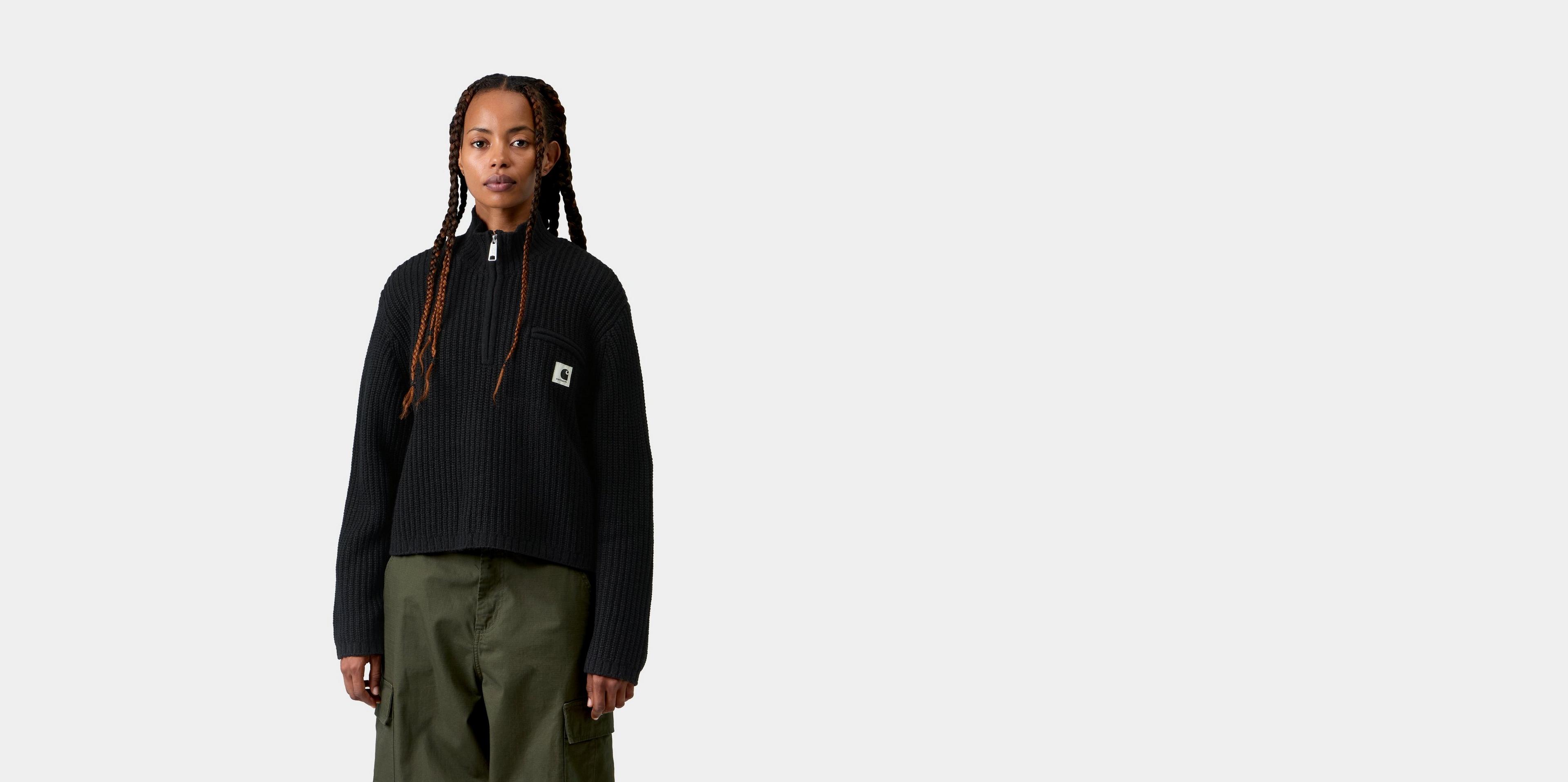Carhartt WIP Women's Detroit Half Zip Sweater, Black | Official