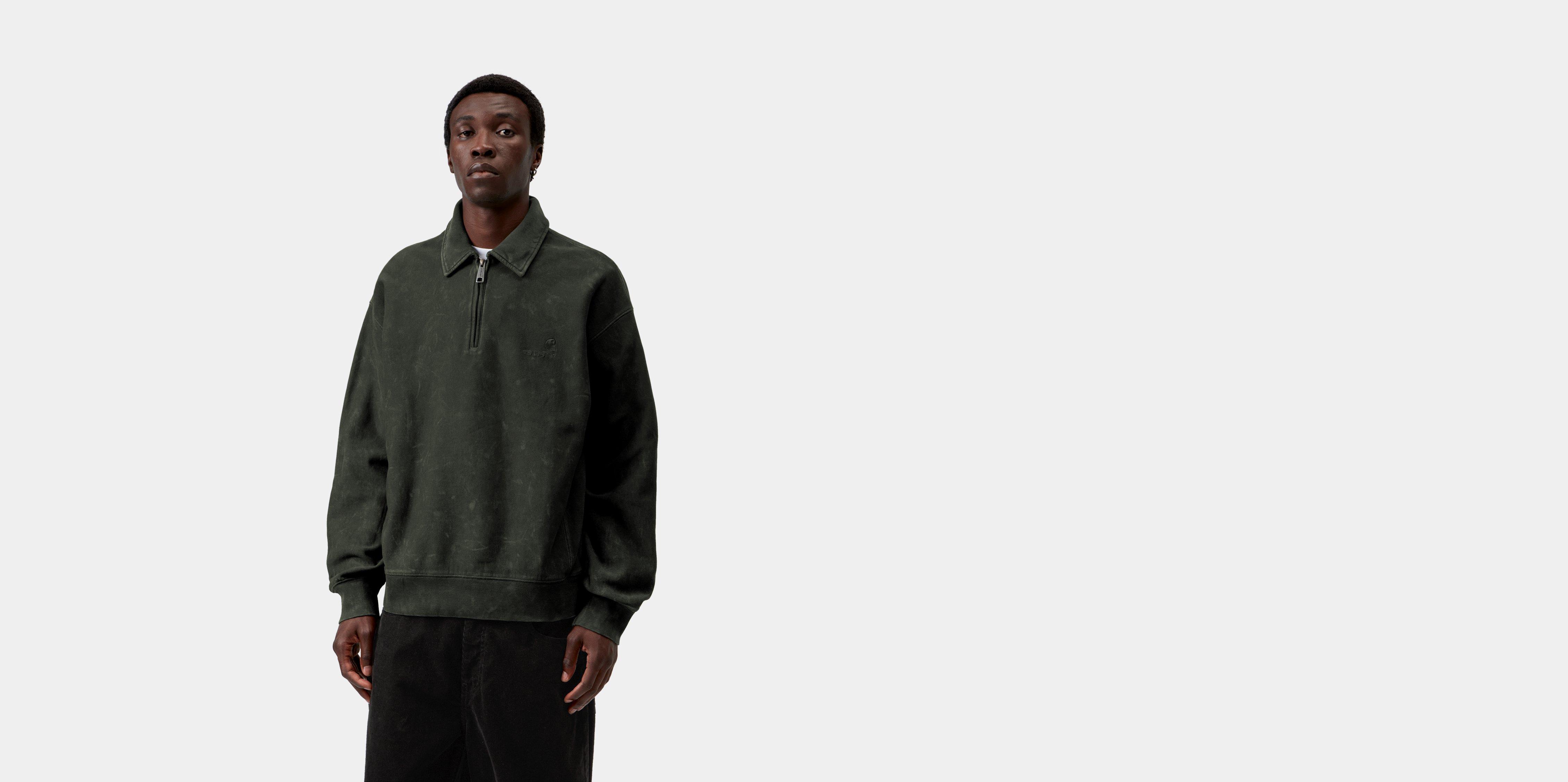 Carhartt WIP Lambert Polo Sweatshirt Raven moon wash | black | S | Men
