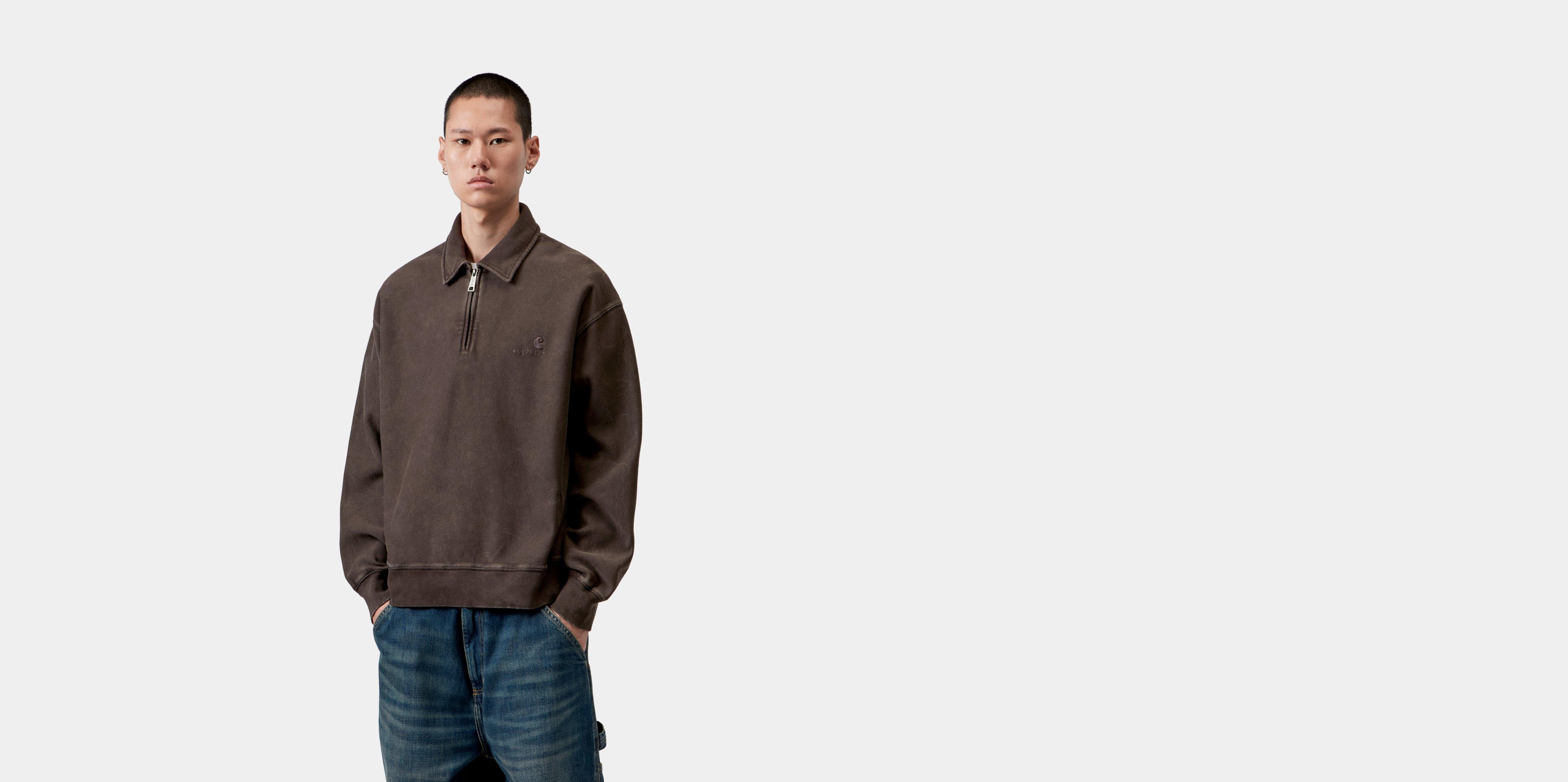 Carhartt WIP Lambert Polo Sweatshirt Tobacco moon wash | brown | L | Men