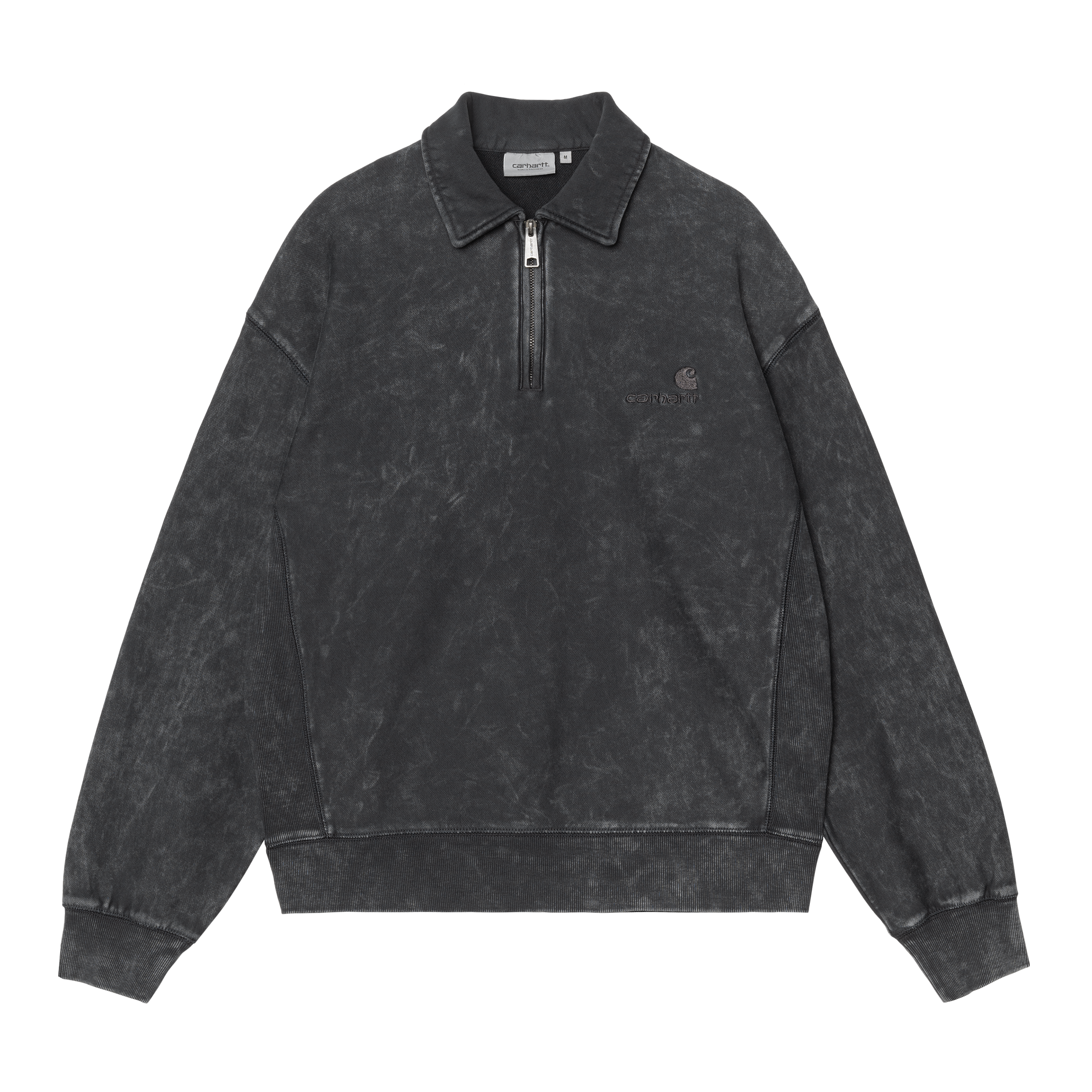 Carhartt WIP Lambert Polo Sweatshirt Black moon wash | M | Men