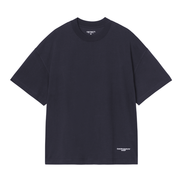 S/S Magazine Script T-Shirt Dark Navy / White