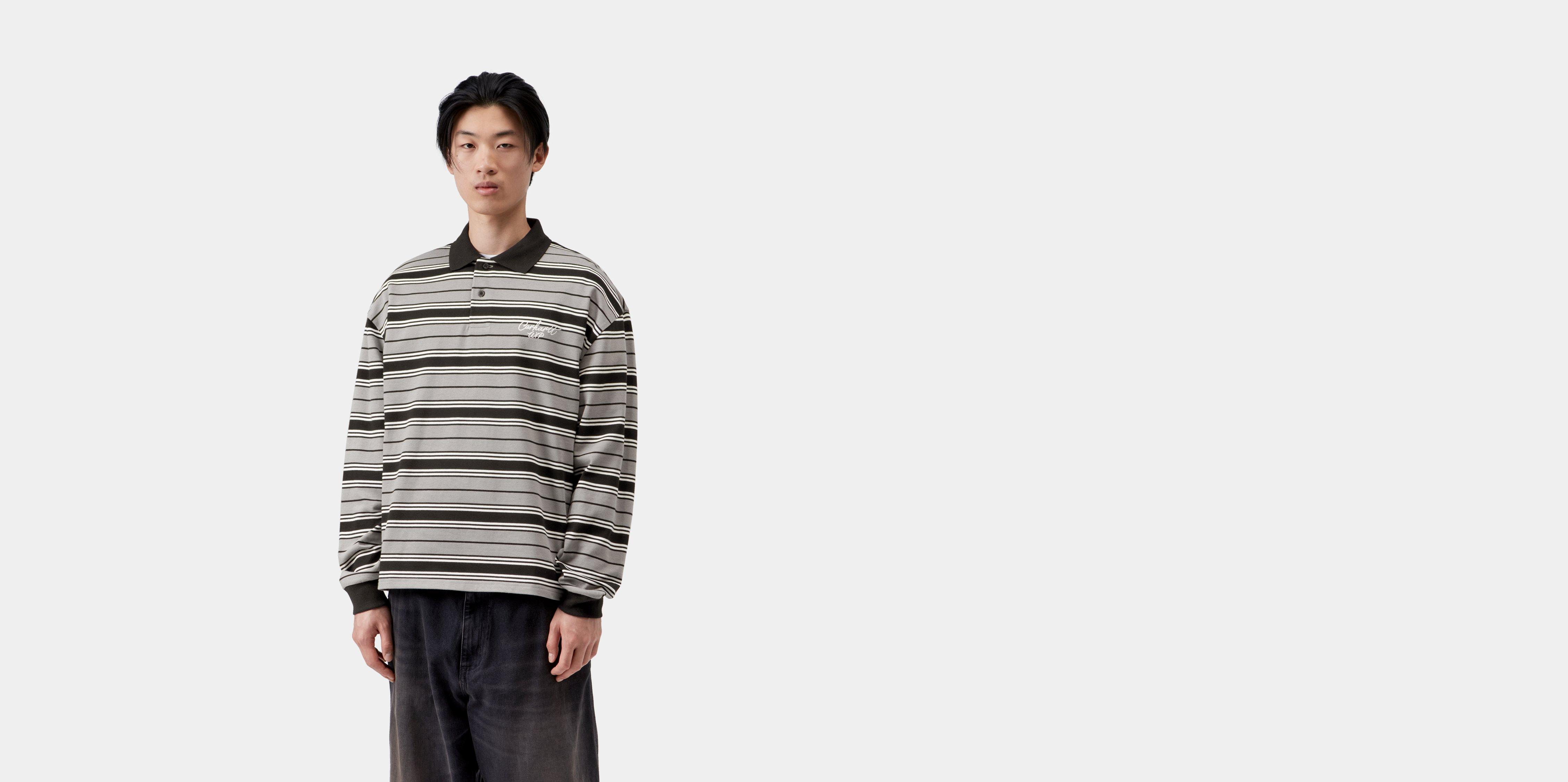 Carhartt WIP L/S Devitt Rugby Shirt Devitt Stripe, Shady Grey | L | Men