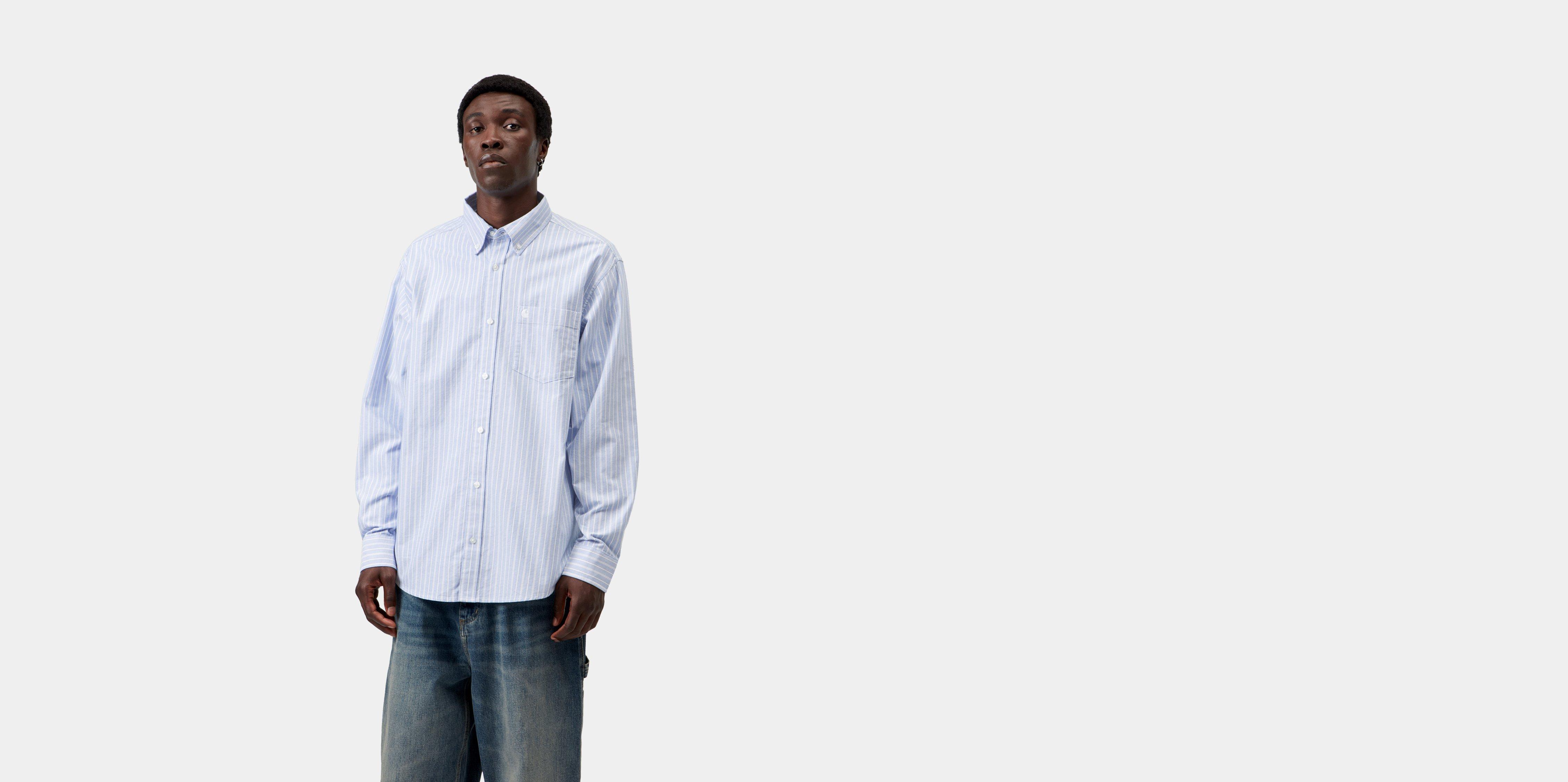 Carhartt WIP L/S Kanan Shirt Kanan Stripe, Bleach | blue | XL | Men
