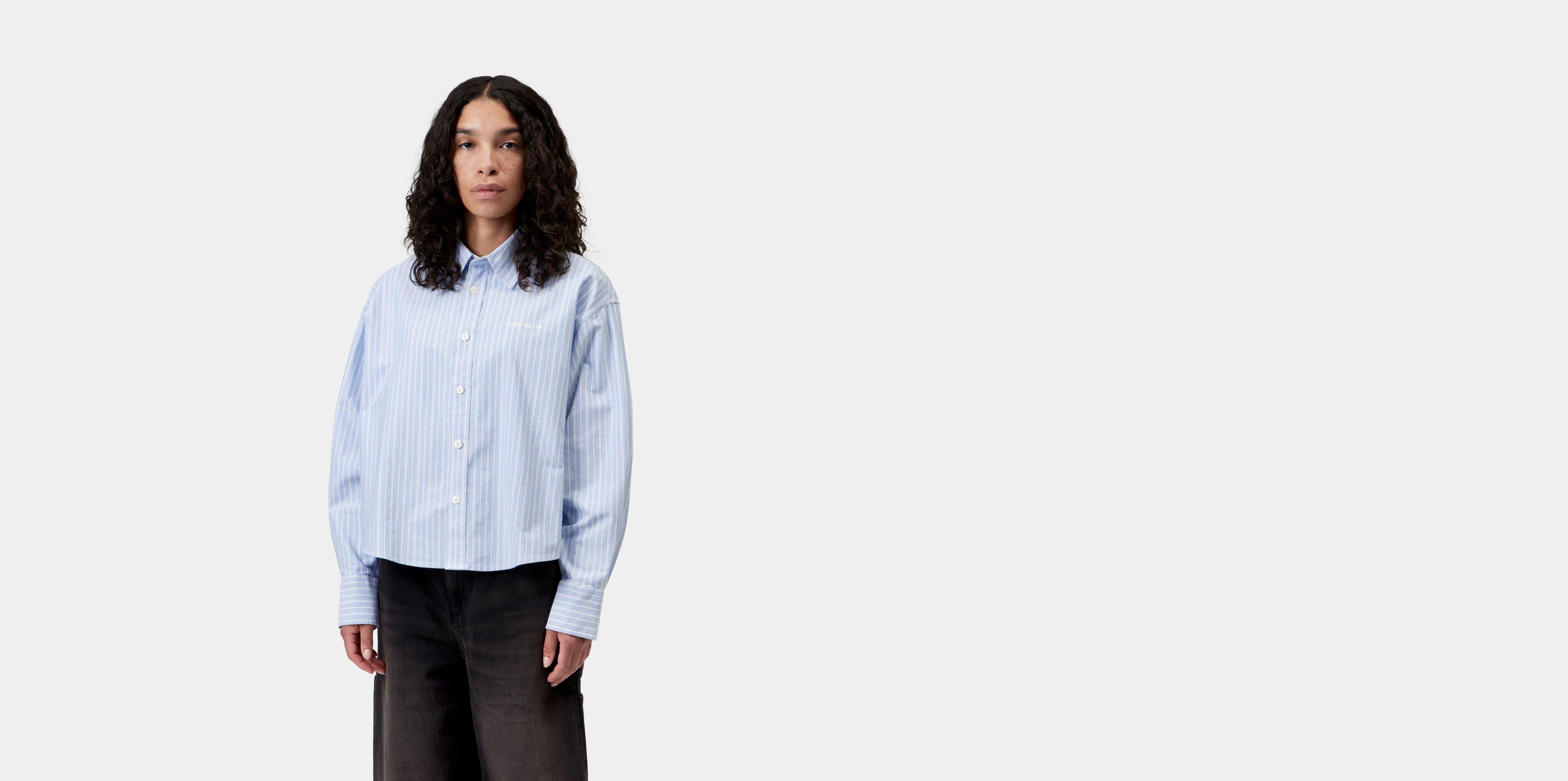 Carhartt WIP W' L/S Kanan Shirt Kanan Stripe, Bleach | blue | L | Women