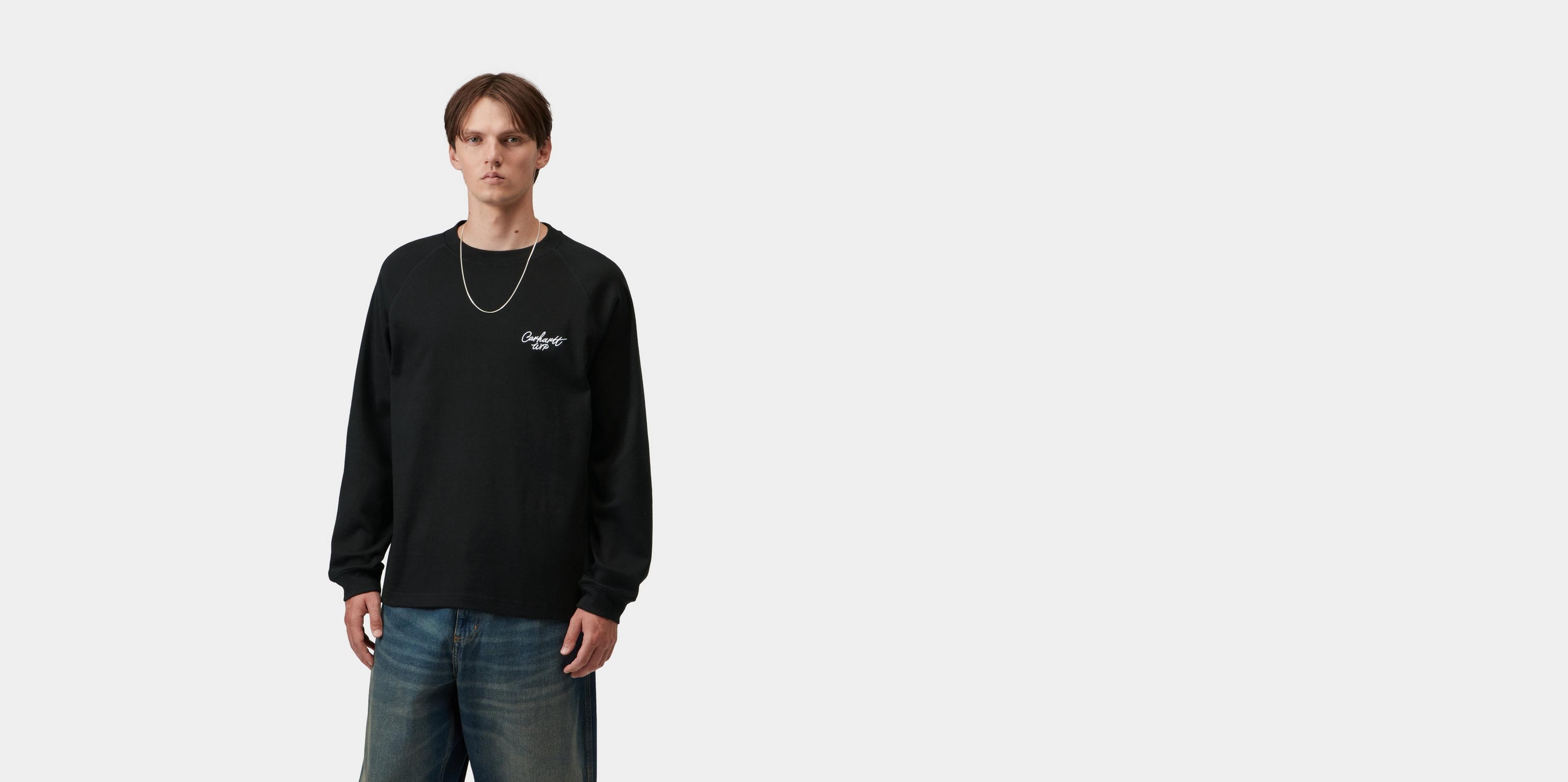Carhartt WIP L/S Signature Rib T-Shirt, Black / White | Official
