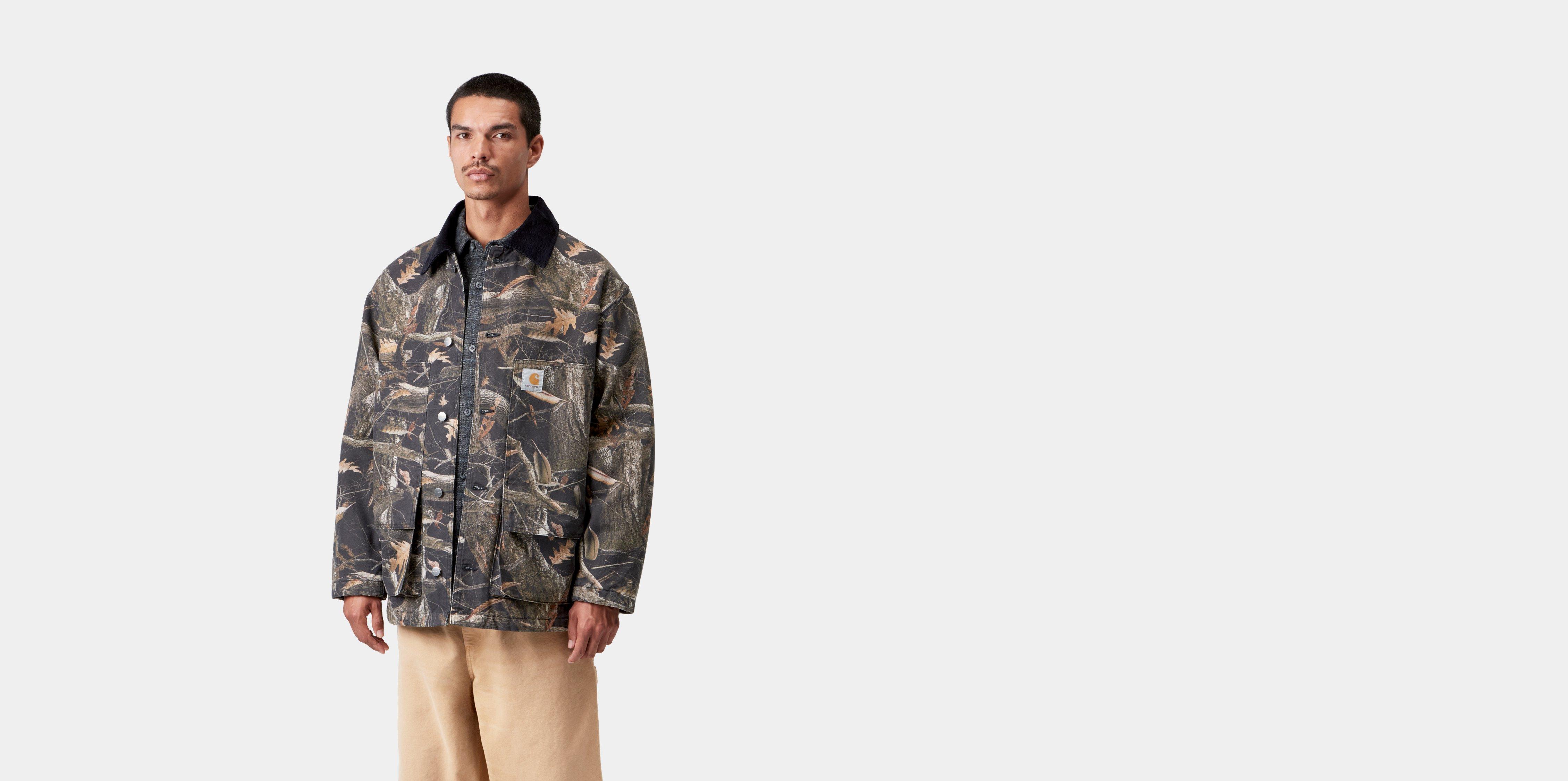 Carhartt WIP Lander Coat Camo Feather Tree, Black / Black stone washed | multicolor|black|camo | L | Men