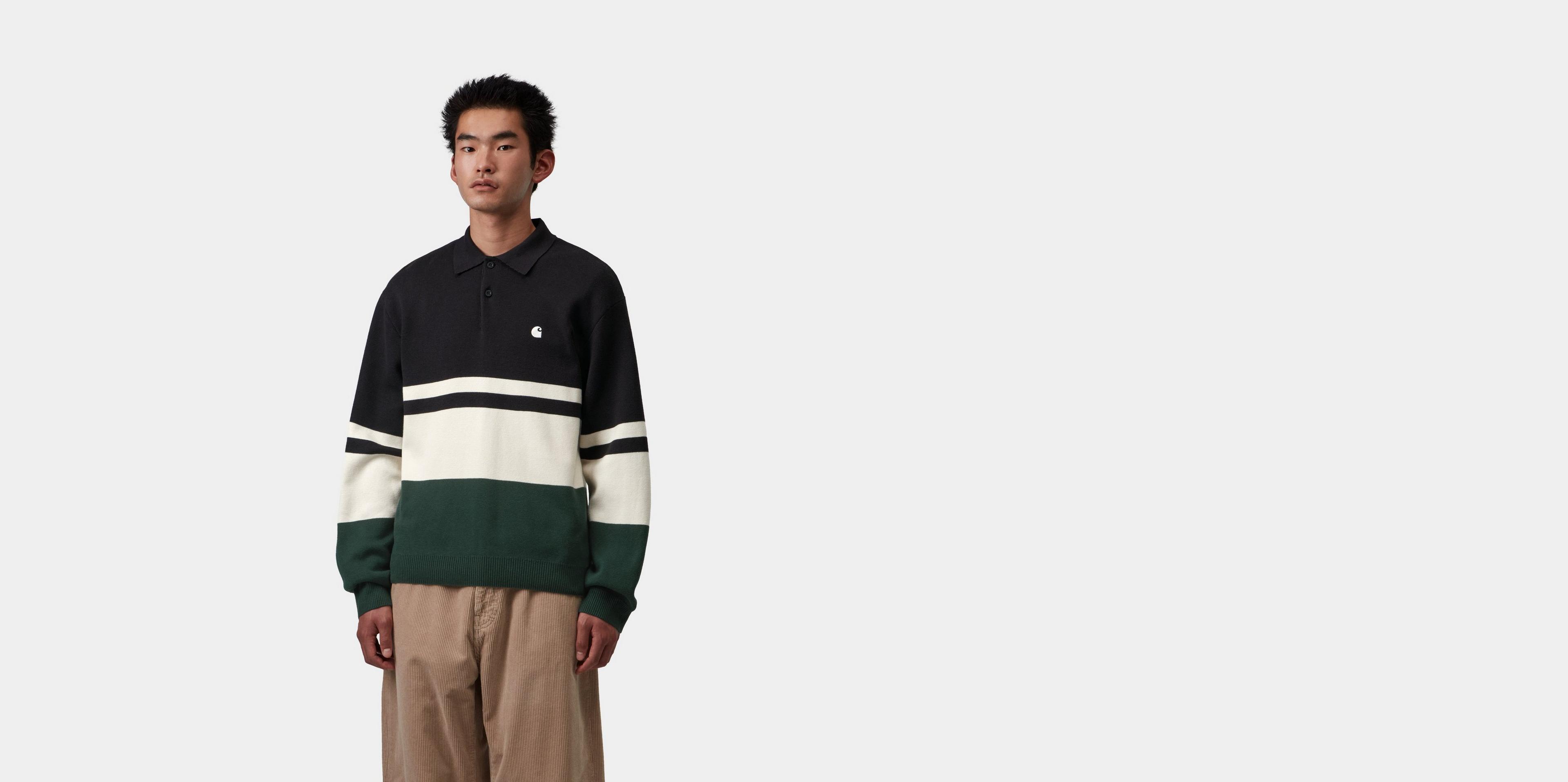 Carhartt WIP L/S Austin Polo, Rugby Jacquard, Soot | Official