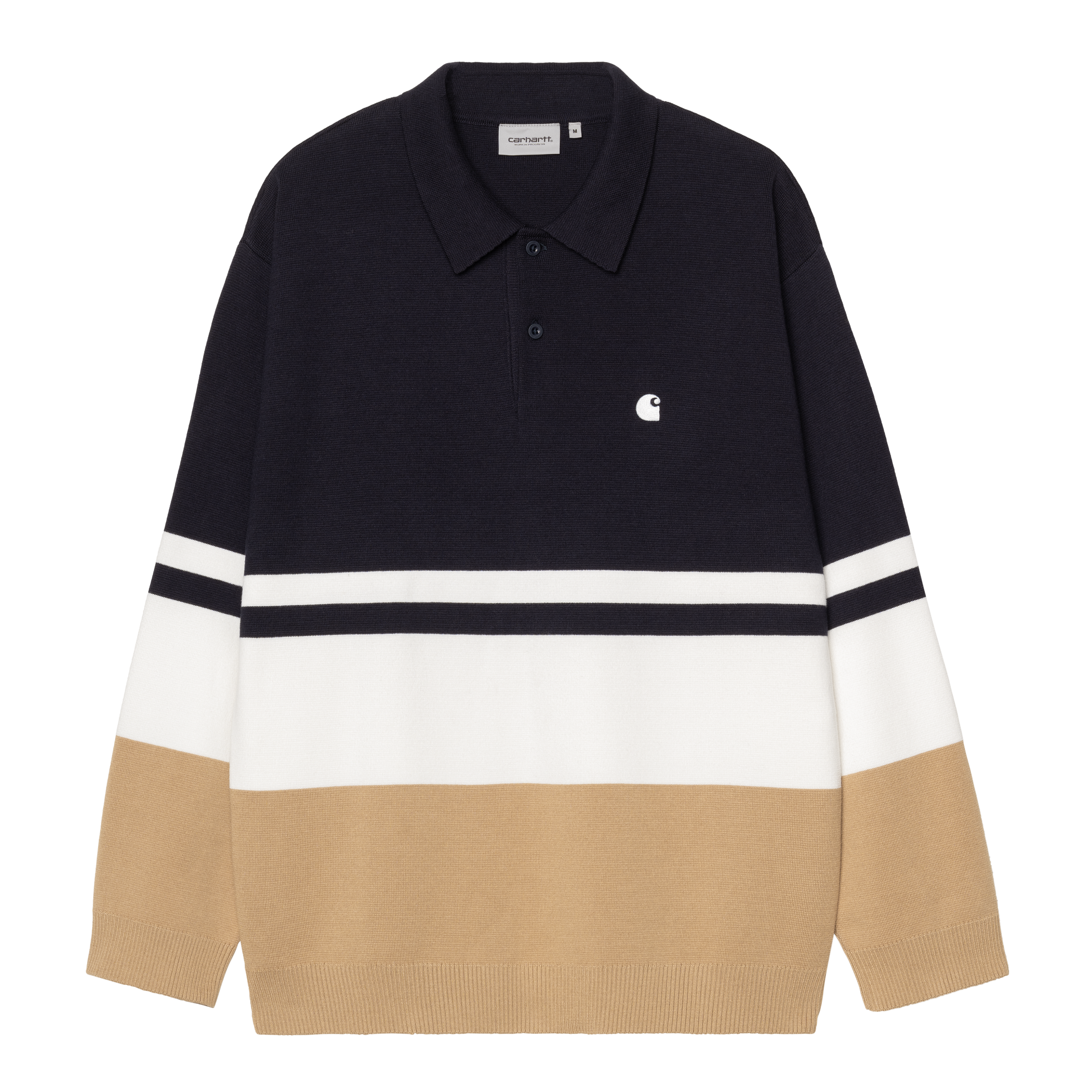 Carhartt WIP L/S Austin Polo, Rugby Jacquard, Dark Navy | Official