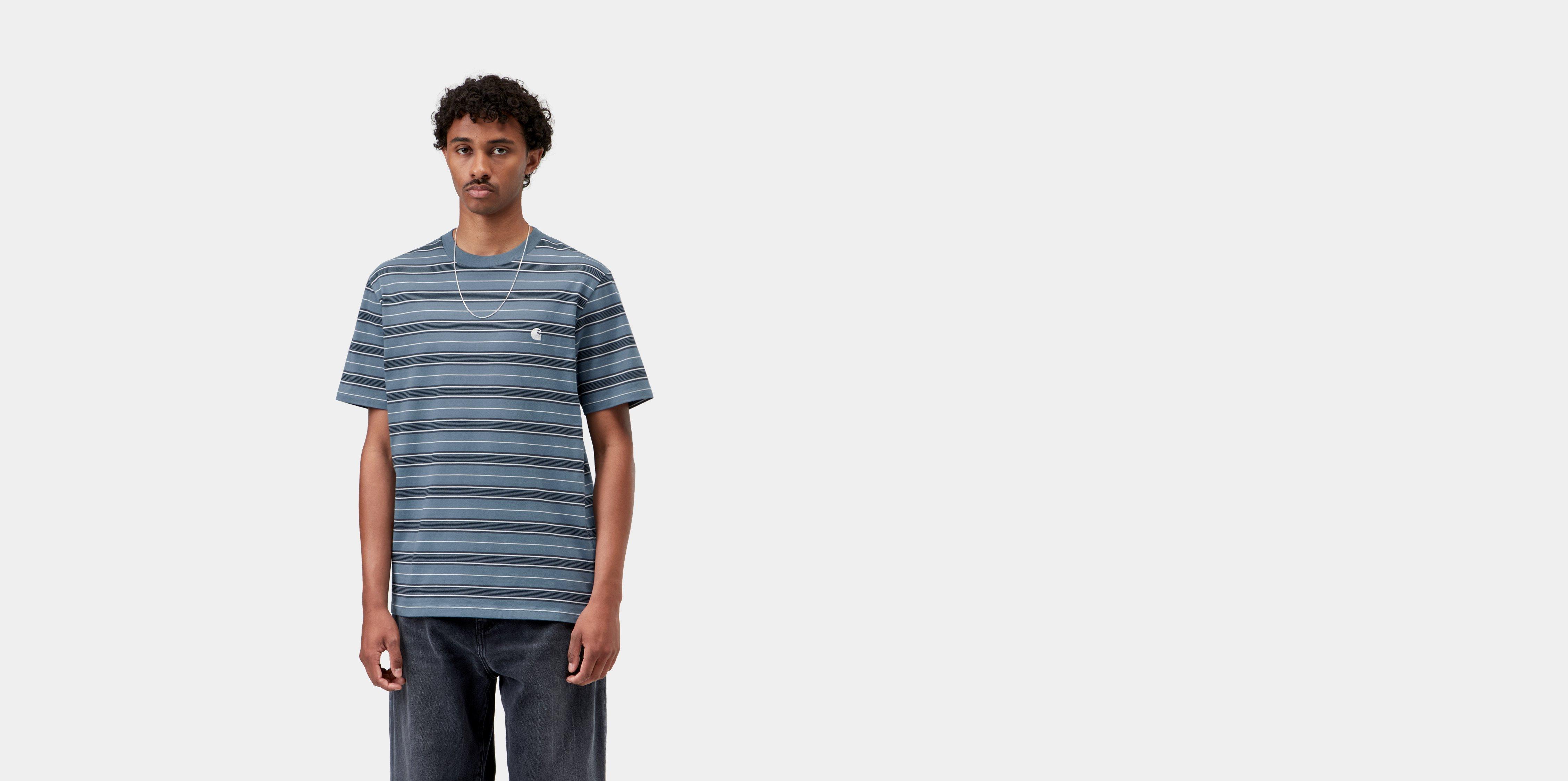 Carhartt WIP S/S Bronson T-Shirt Bronson Stripe, Icesheet | blue | XS | Men