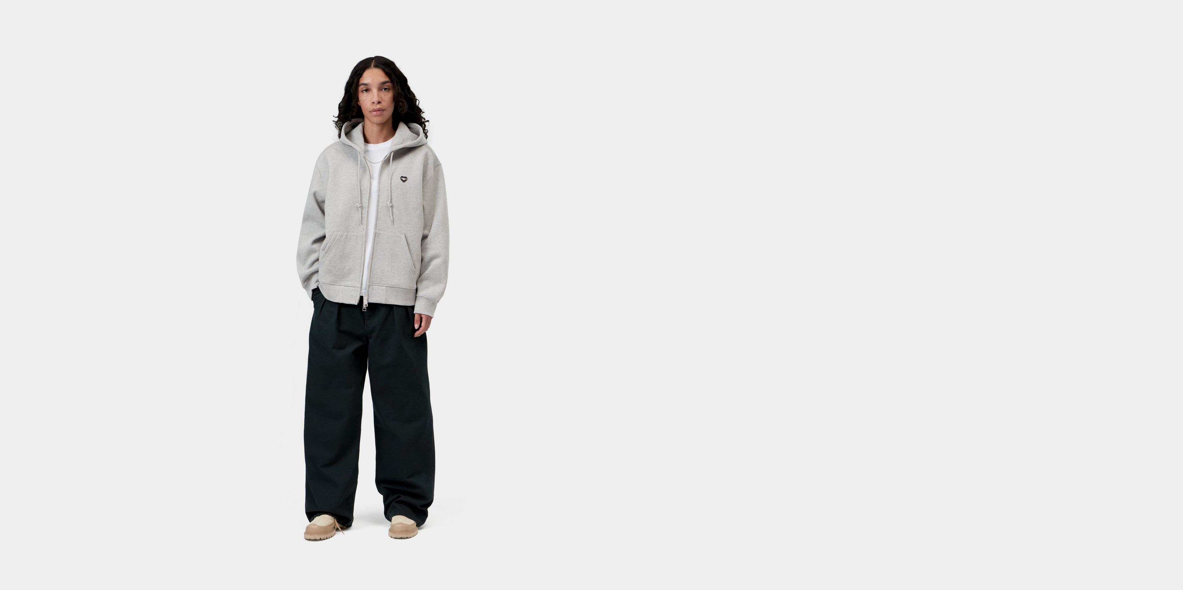 Carhartt WIP Women's Hooded Small Heart Patch Jacket, Grey Heather
