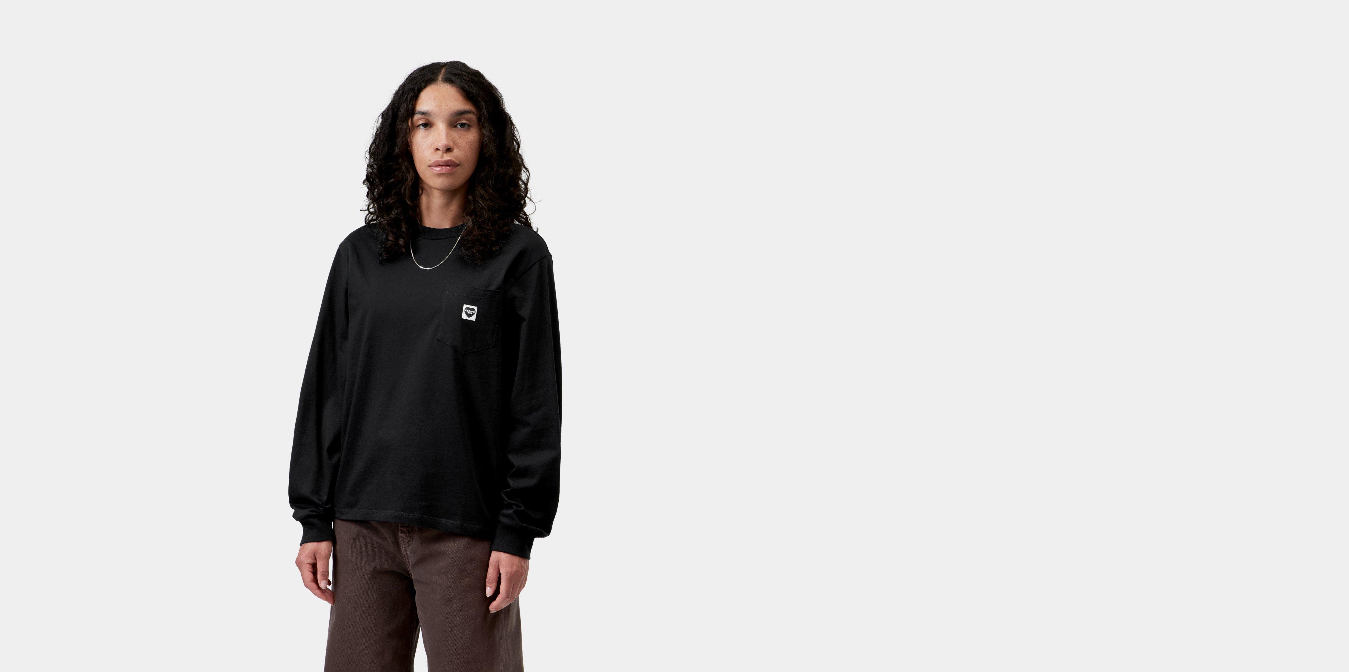 Carhartt WIP W' L/S Pocket Small Heart T-Shirt Black / Black | XS | Women