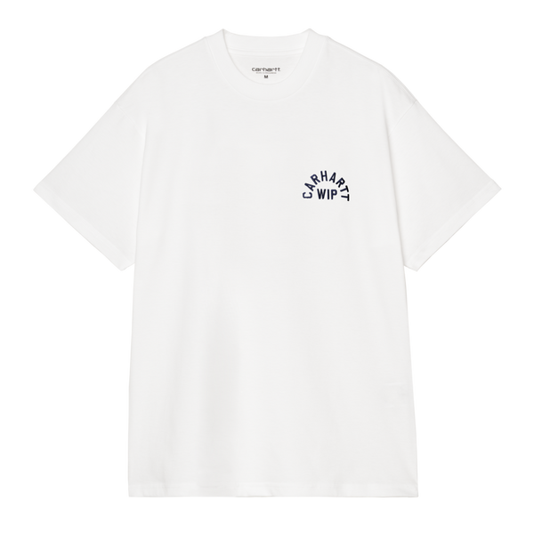 S/S Arch Script T-Shirt White / Dark Navy