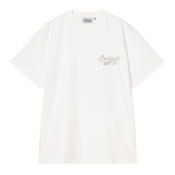 S/S Hatching Script T-Shirt Wax garment dyed