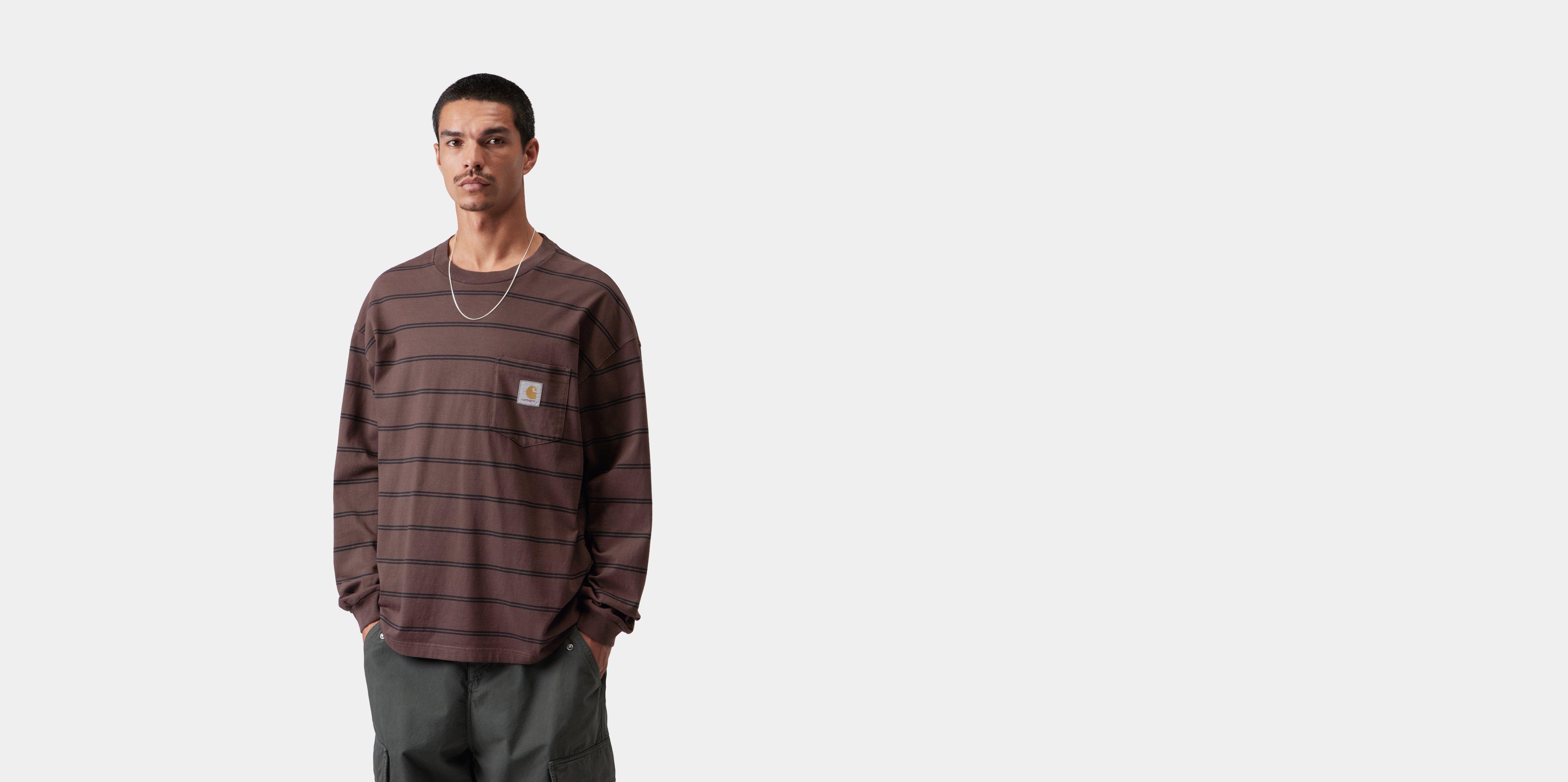 Carhartt WIP L/S Cardona Pocket T-Shirt Cardona Stripe, Natural / Palisander garment dyed | beige | XL | Men