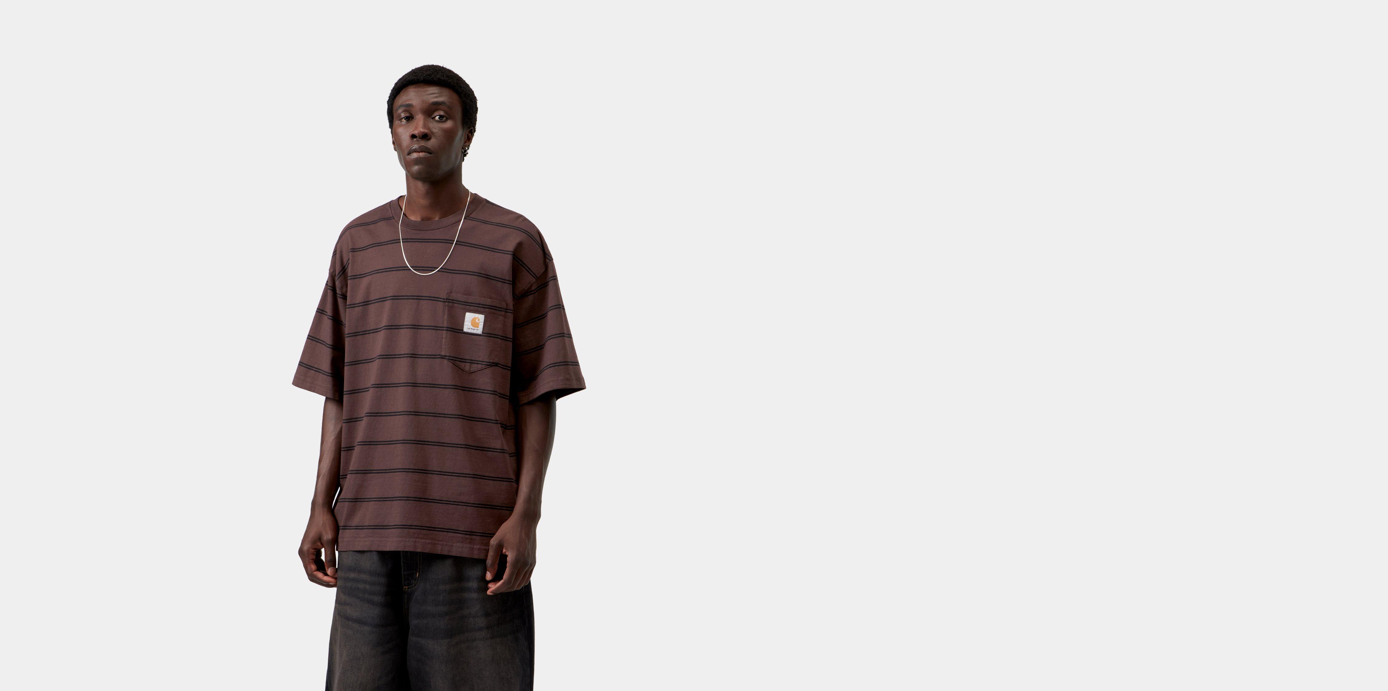 Carhartt WIP S/S Cardona Pocket T-Shirt Cardona Stripe, Natural / Palisander garment dyed | beige | L | Men